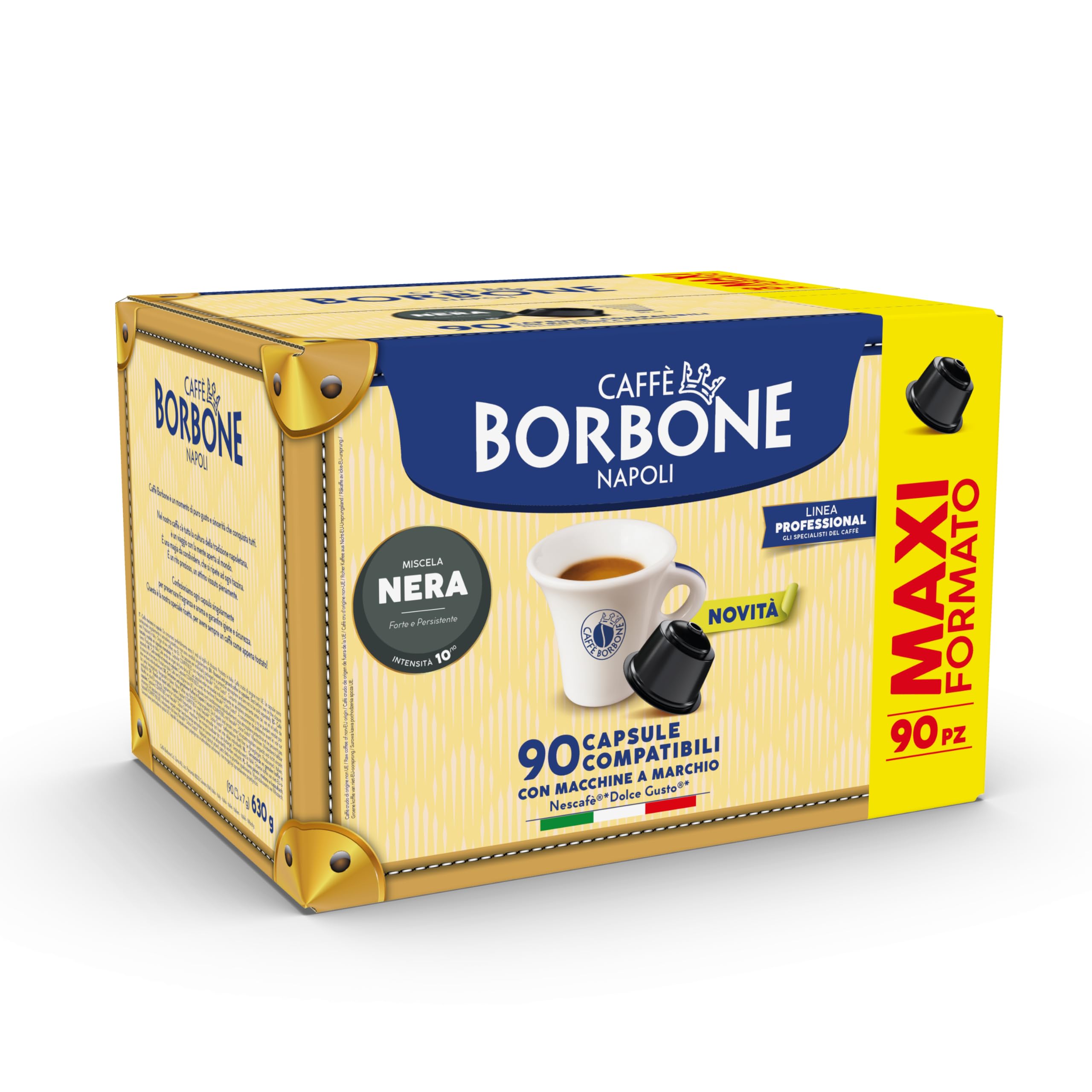 CAFFÈ BORBONE Black Coffee Blend Capsules - 90 Count (Pack of 6) | Intense & Creamy Espresso | Dolce Gusto Compatible 3