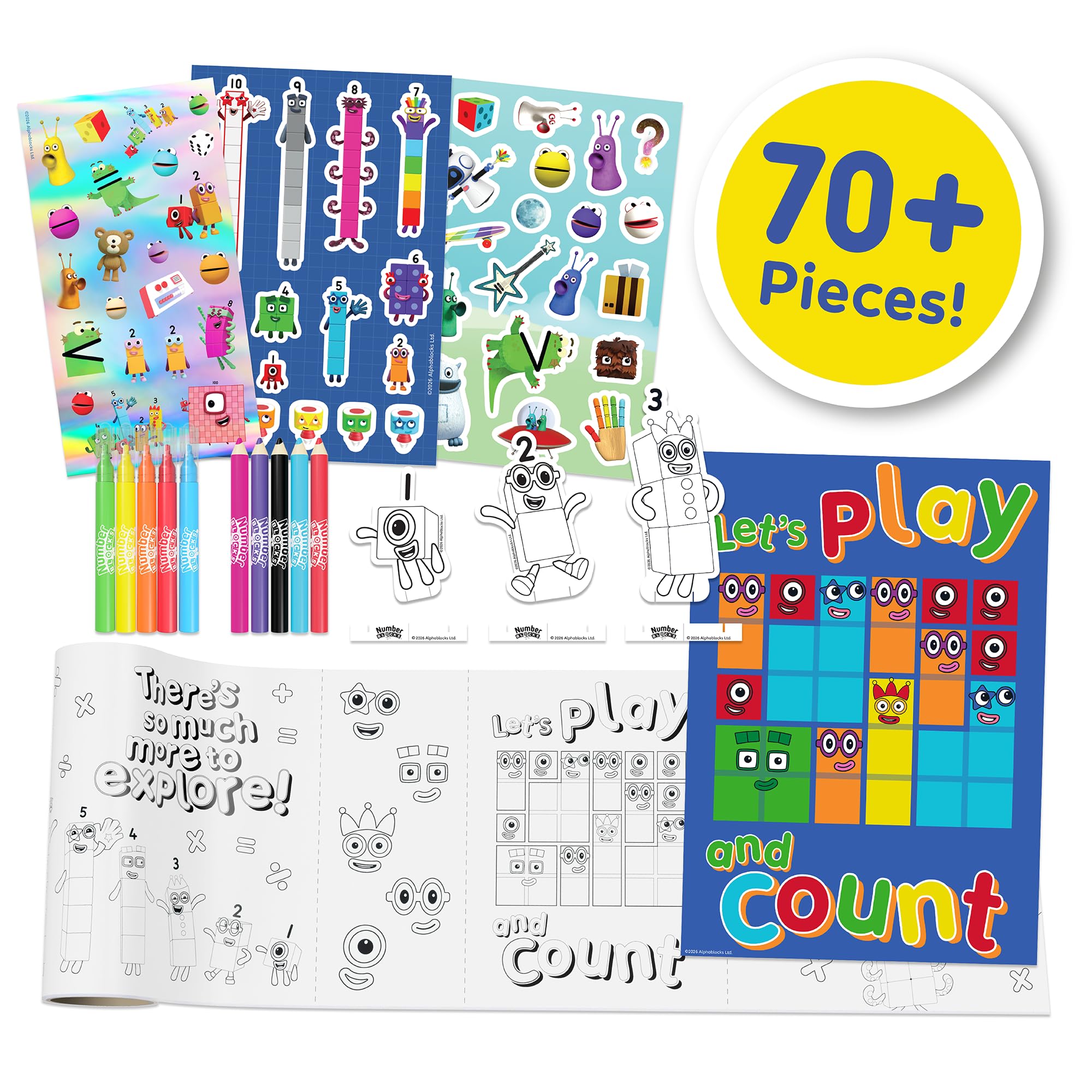 BLADEZ Numberblocks Bumper Activity Set - 70+ Pieces, Ages 3+ | Drawing & Craft Kit 2