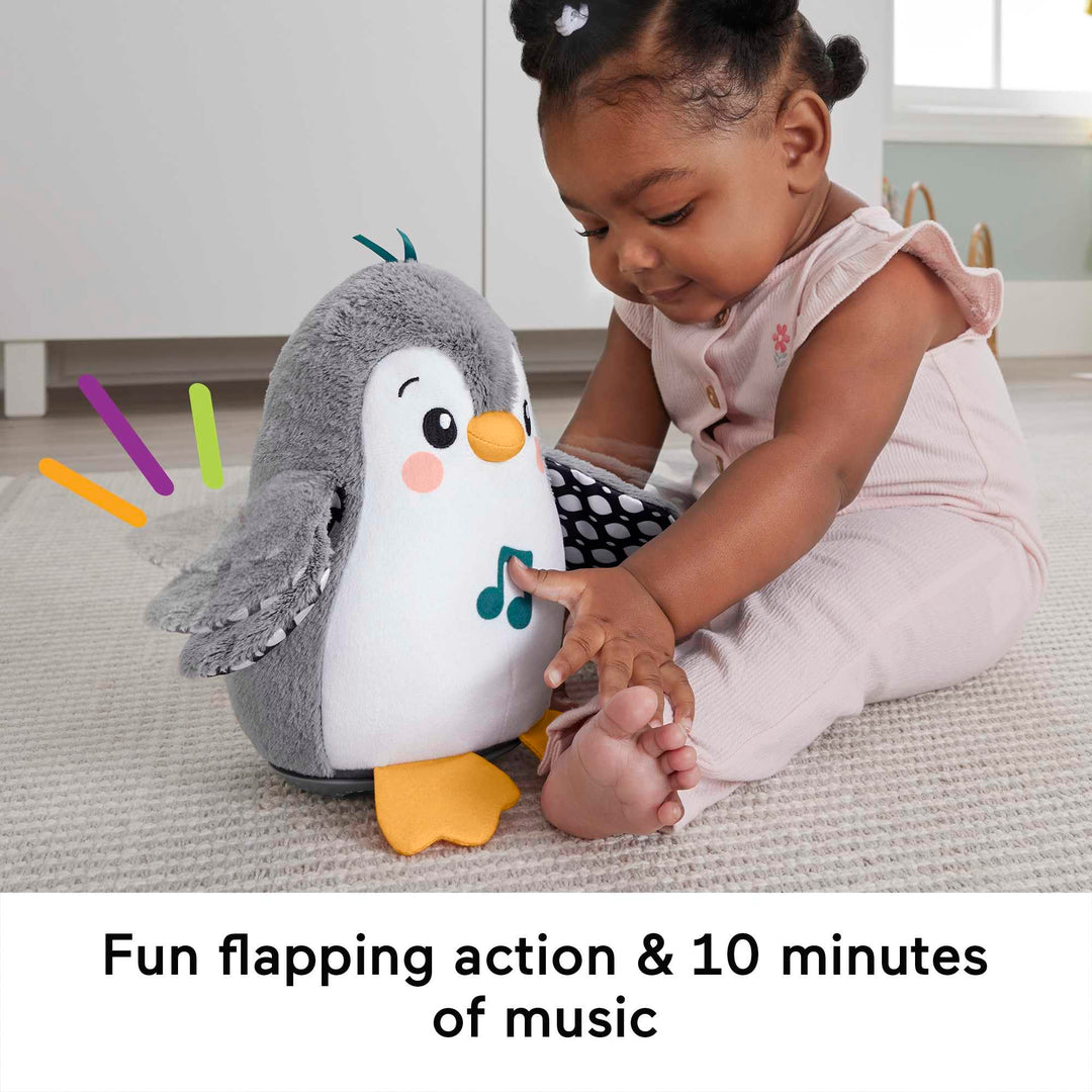 Fisher-Price Flap & Wobble Penguin - Plush Musical Tummy Time Toy for Newborns 0+ Months