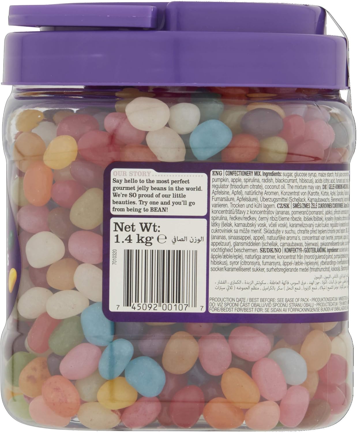 The Jelly Bean Factory Huge Flavours, 1.4kg Gourmet Jelly Beans Jar 12