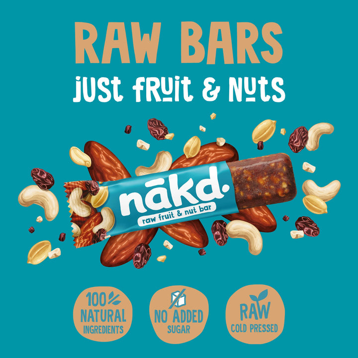 Nakd Salted Caramel Raw Fruit & Nut Bars - Vegan, Gluten Free, No Added Sugar - 35g x 18