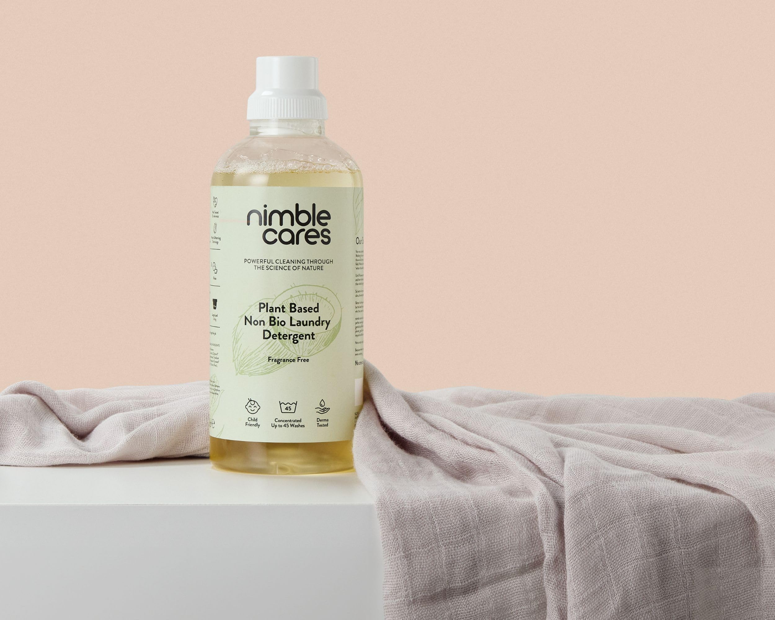 Nimble Cares Plant Based Non Bio Laundry Detergent Fragrance Free 1000ml 9