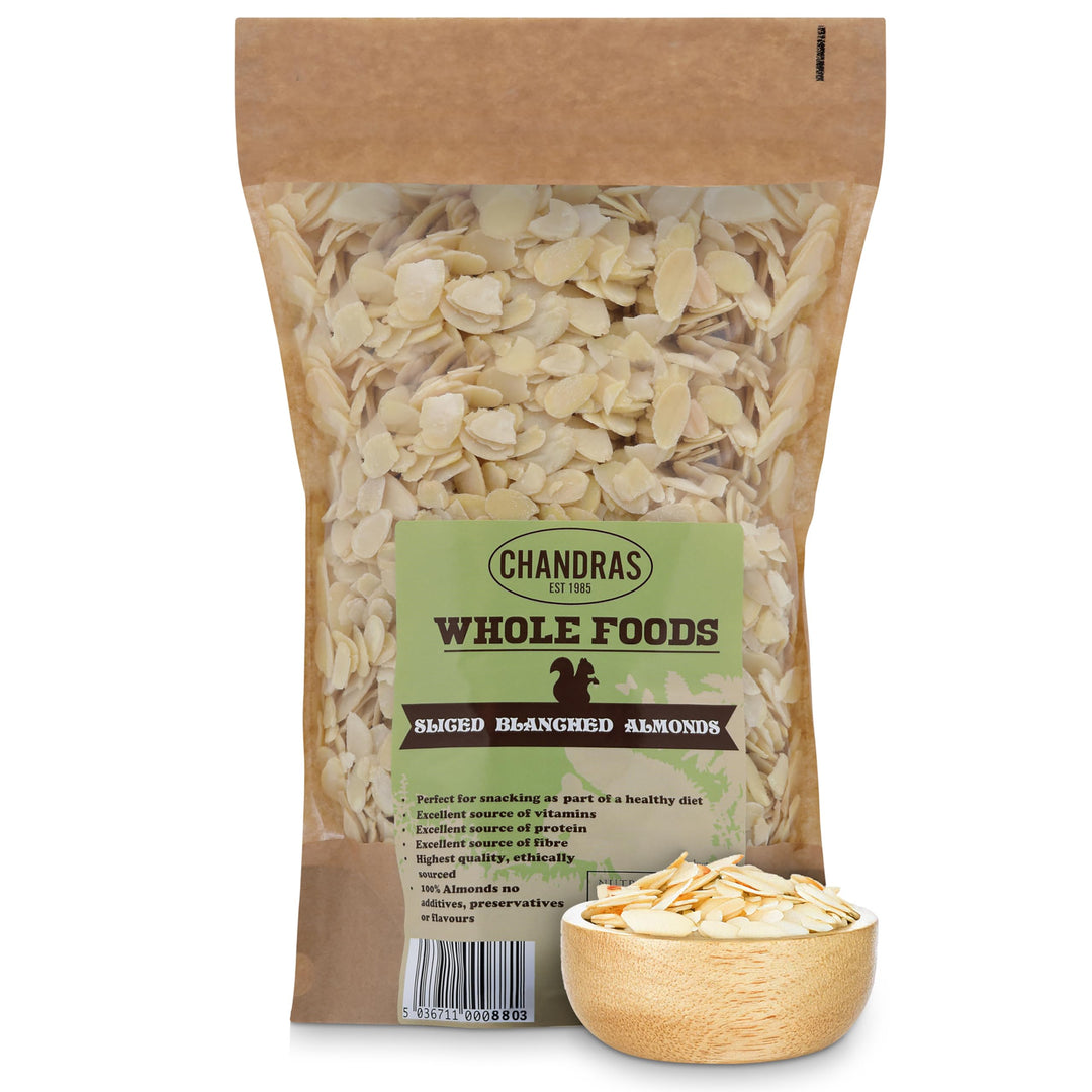 Chandra Whole Foods - Almond Flakes 1KG – Blanched & Sliced Almond Slivers