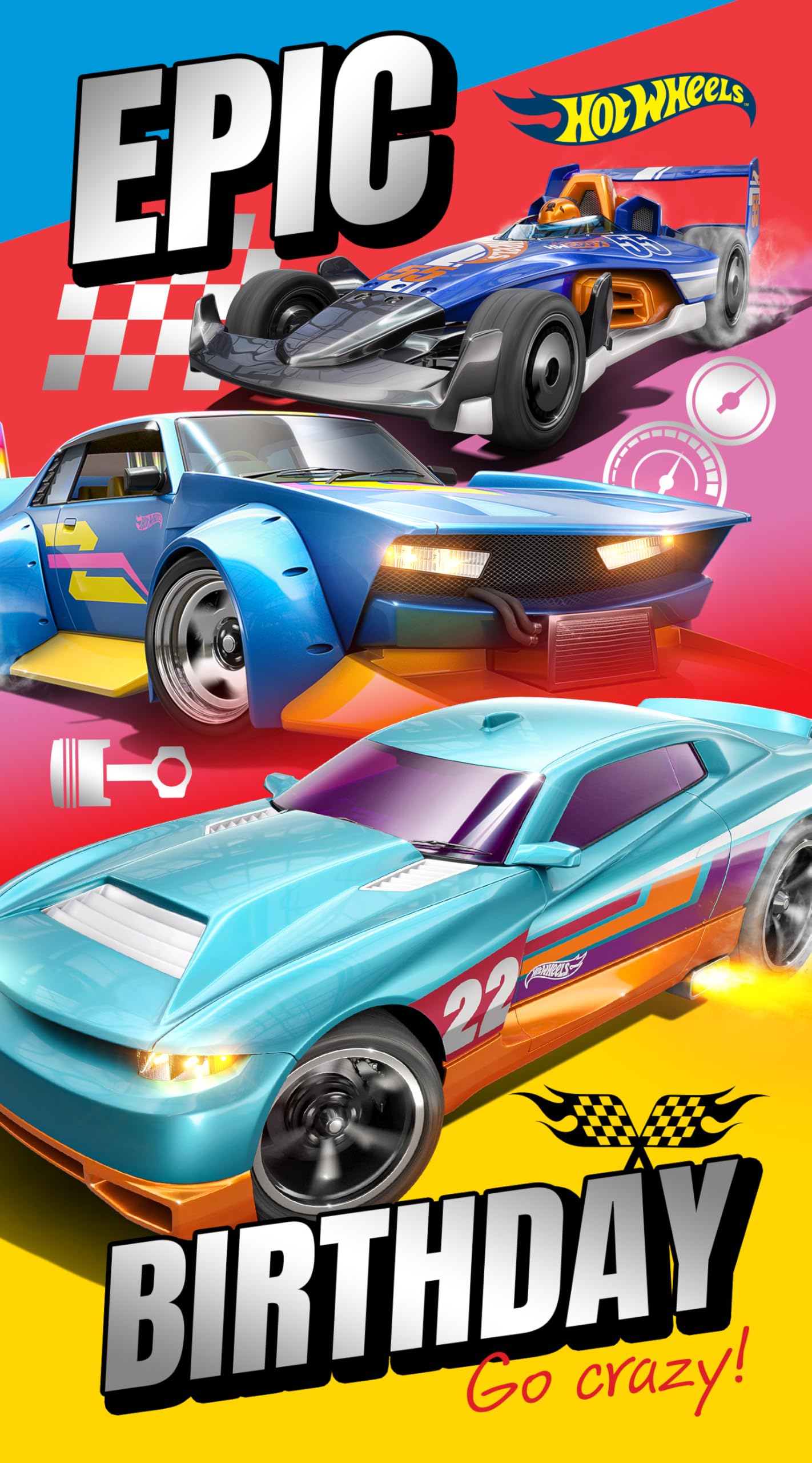 Danilo Promotions LTD Hot Wheels Birthday Cards - Set of 10 | Standard Size 22.86cm x 12.7cm