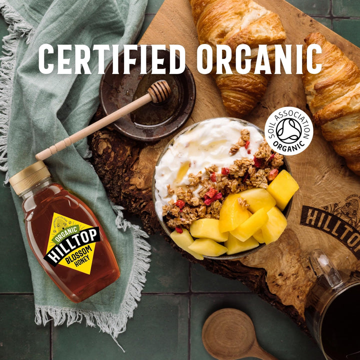 Hilltop Honey - Organic Blossom Honey - Squeezy Bottle - 340g