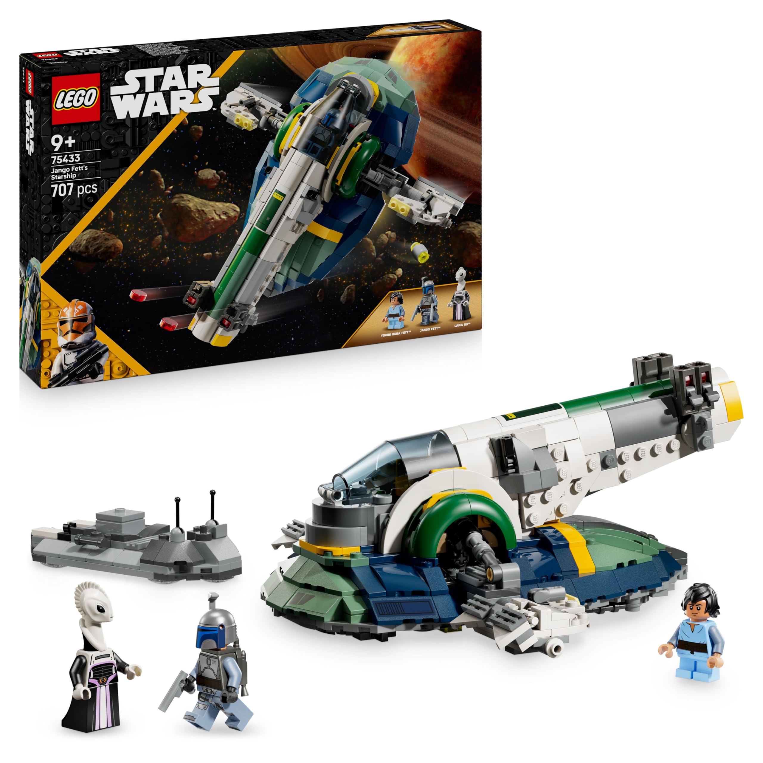 LEGO Star Wars 75433 Jango Fetts Raumschiff – Baubares Spiel- und Ausstellungsspielzeug mit rotierenden Flügeln für Kinder ab 9 Jahren
