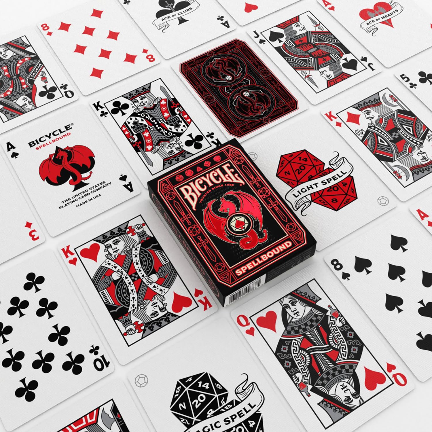 Bicycle Spellbound Designer Playing Cards Deck Grey with Red Holographic Foil Tuck 6
