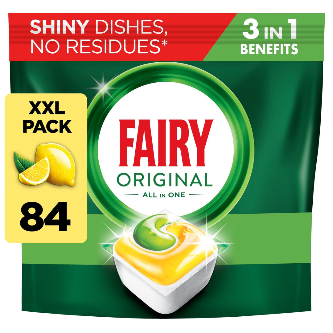 Fairy Original All in One Dishwasher Tablets, Lemon, 84 Count