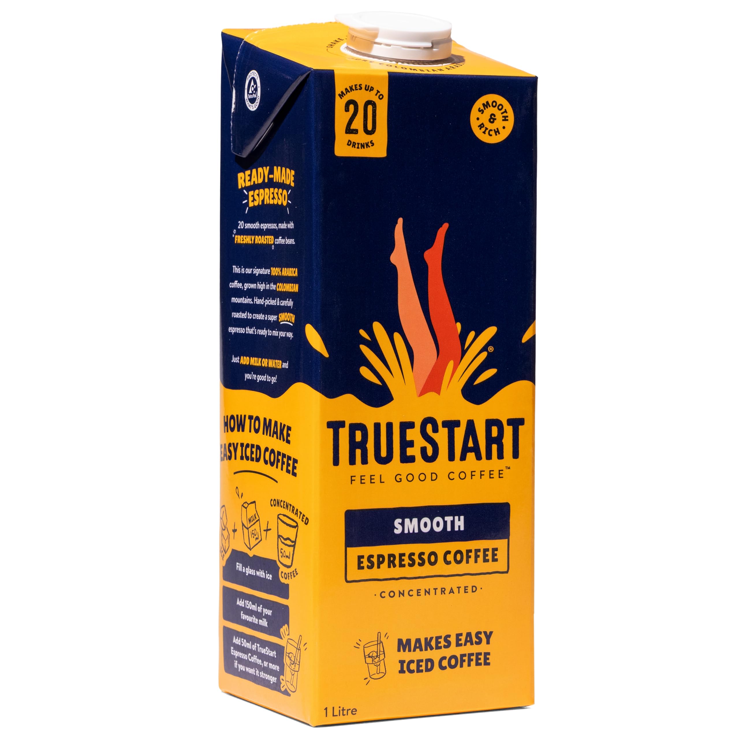 TRUESTART Espresso Coffee Concentrate - Smooth & Rich Premium 100% Arabica | 1L Carton
