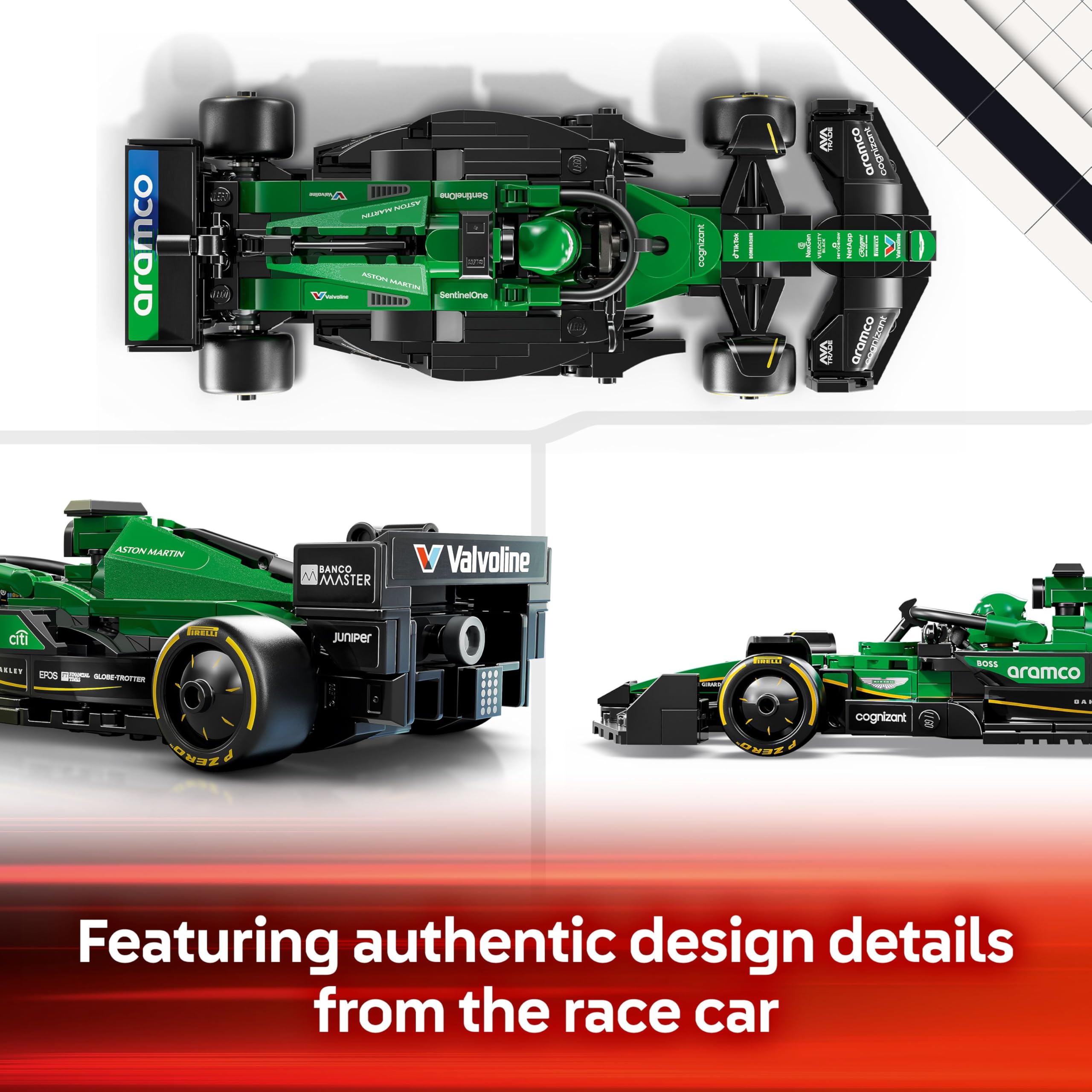 LEGO Speed ​​Champions Aston Martin Aramco F1 AMR24 Rennwagen-Spielzeug – Bauset mit Fahrer-Minifigur für Kinder ab 10 Jahren 15