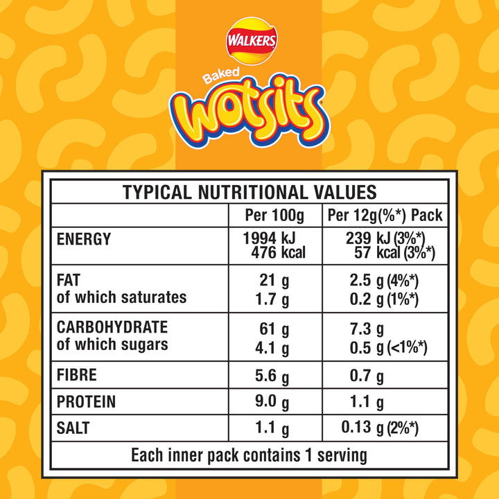 Walkers Wotsits Cheese Toastie 6 Pack Crisps - Baked Cheese Flavoured Snacks Made with Chickpea