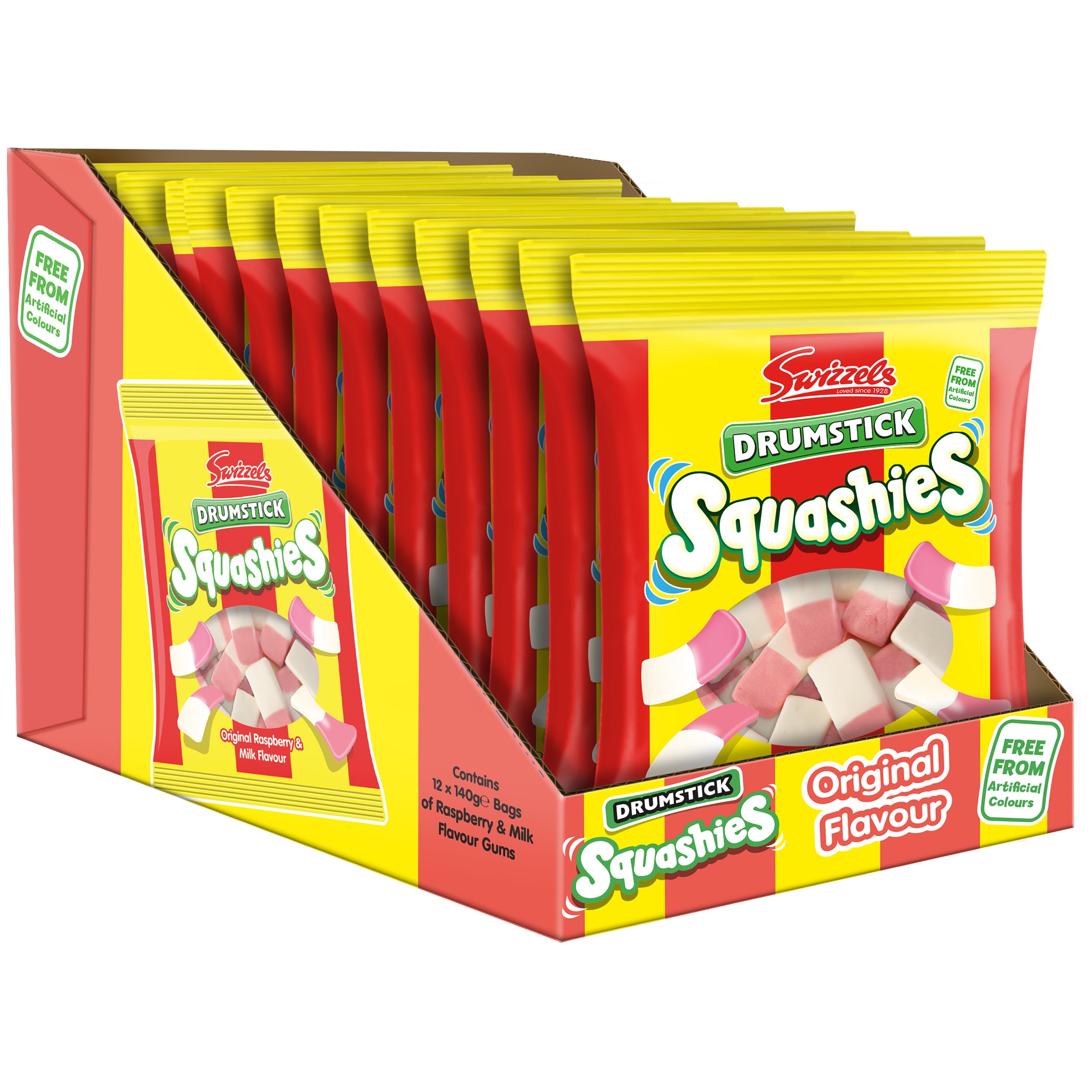 Swizzels Drumstick Squashies Original Sweets - Raspberry and Milk Flavour 12 x 140g 1