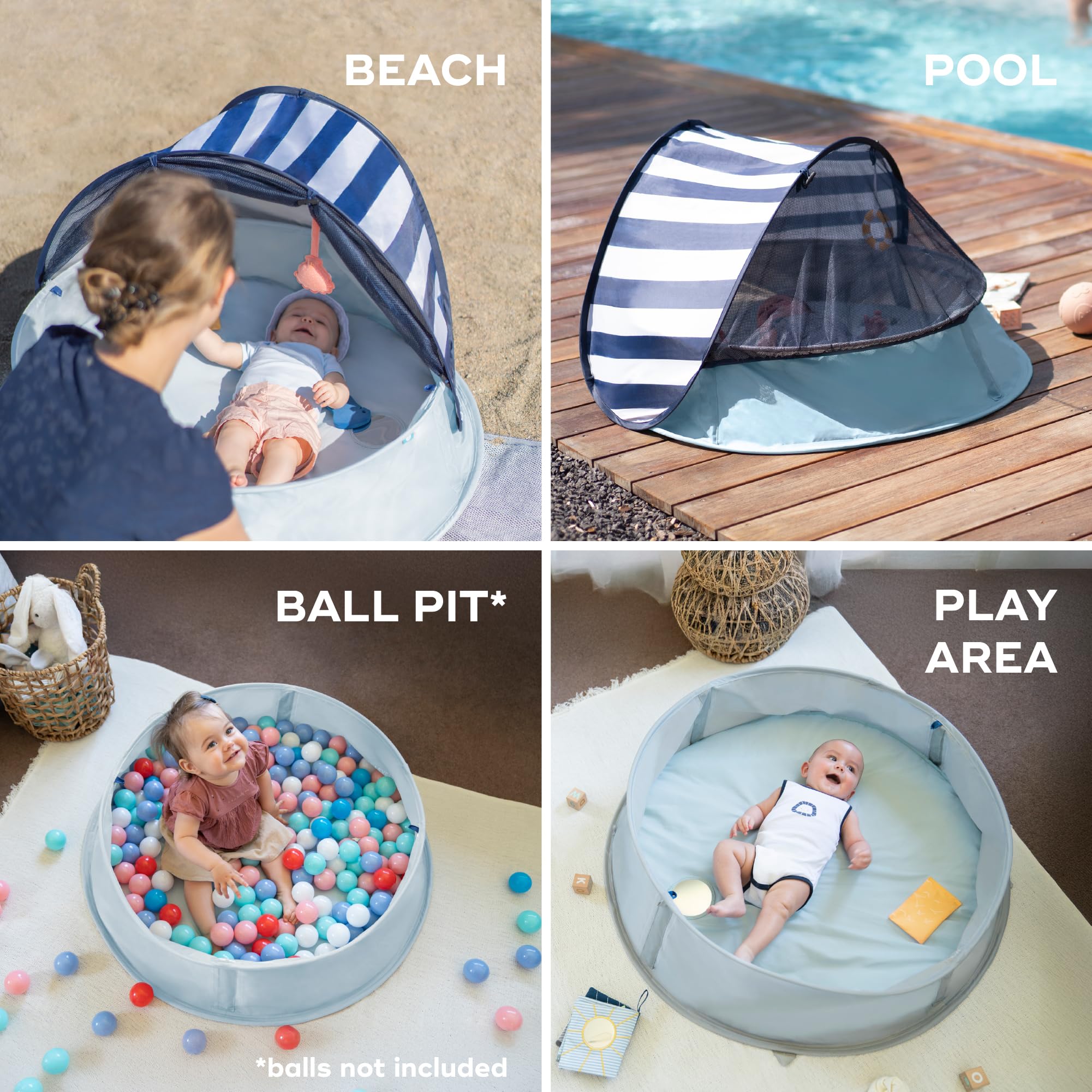 Babymoov Aquani Pop Up Baby Beach Tent & Paddling Pool - UPF 50+ Sun Protection | 90x60x60cm 4