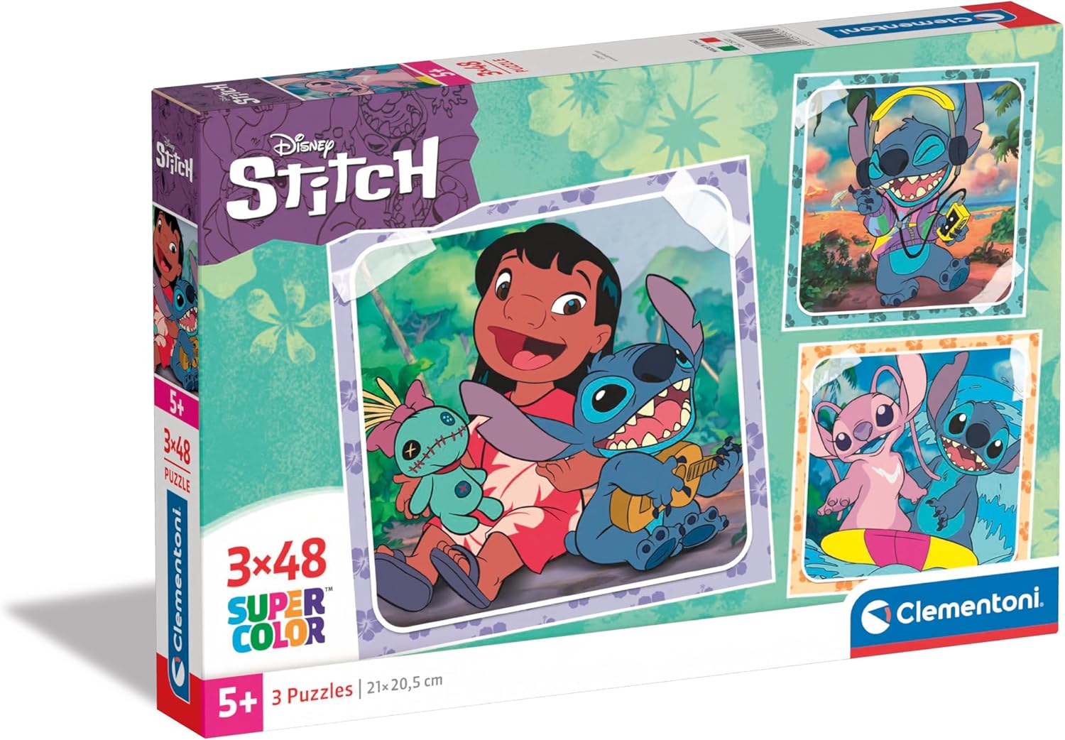Clementoni Disney Lilo & Stitch 3x48-Piece Jigsaw Puzzle Set - Educational Kids Puzzle for Ages 5-7 1