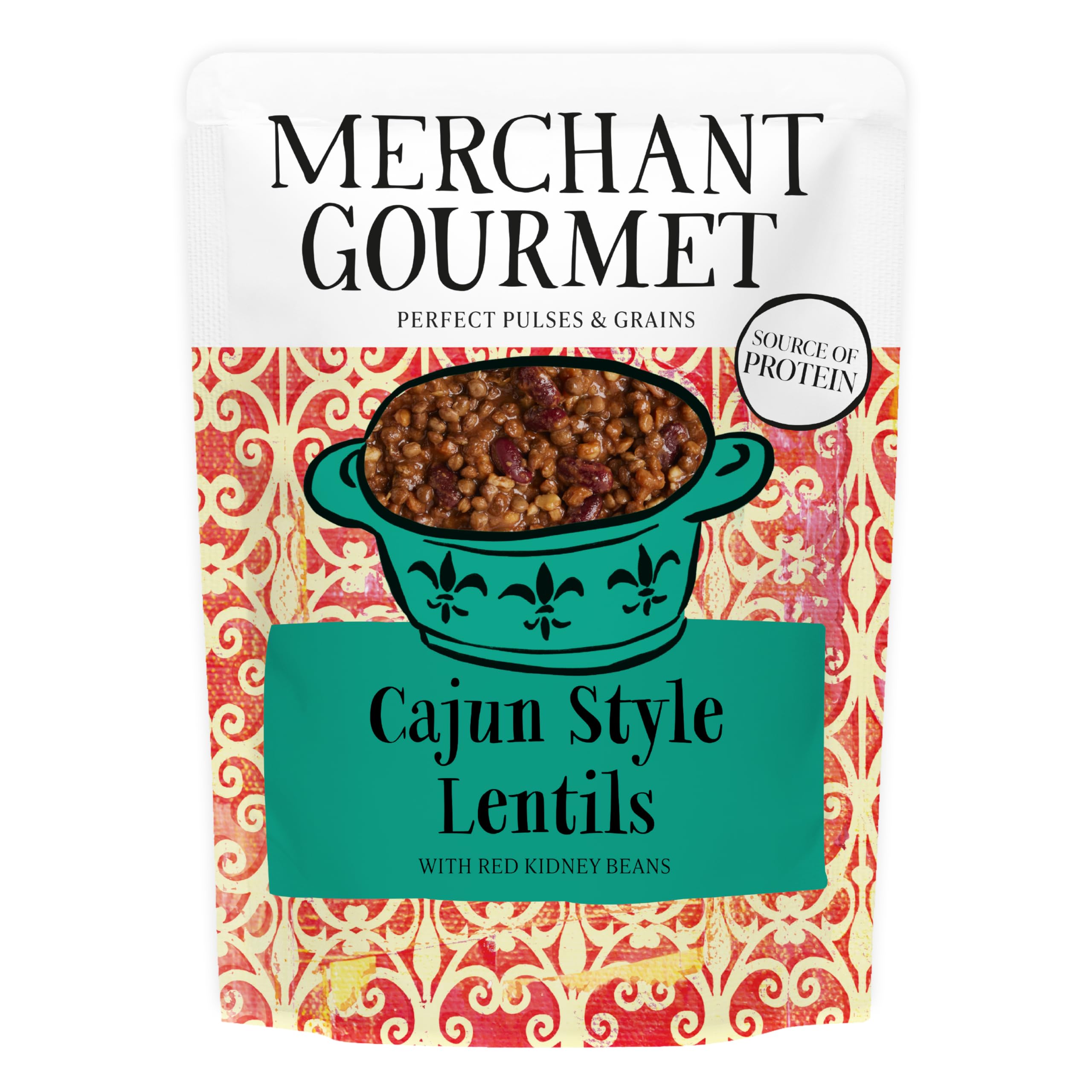 Merchant Gourmet Cooked Spicy Cajun Style Lentils & Red Kidney Beans - 6 x 250g Pouches
