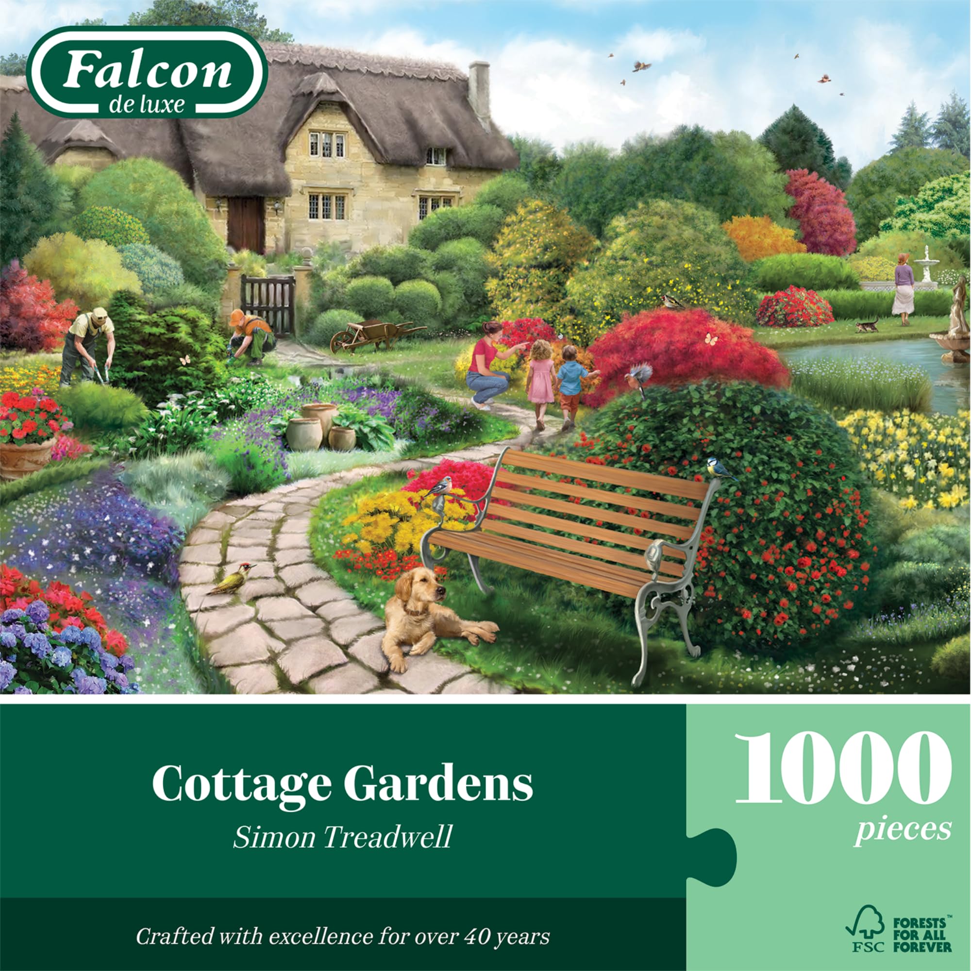 Falcon Cottage Gardens 1000 Piece Jigsaw Puzzle for Adults by Simon Treadwell | 49 cm x 68 cm 1
