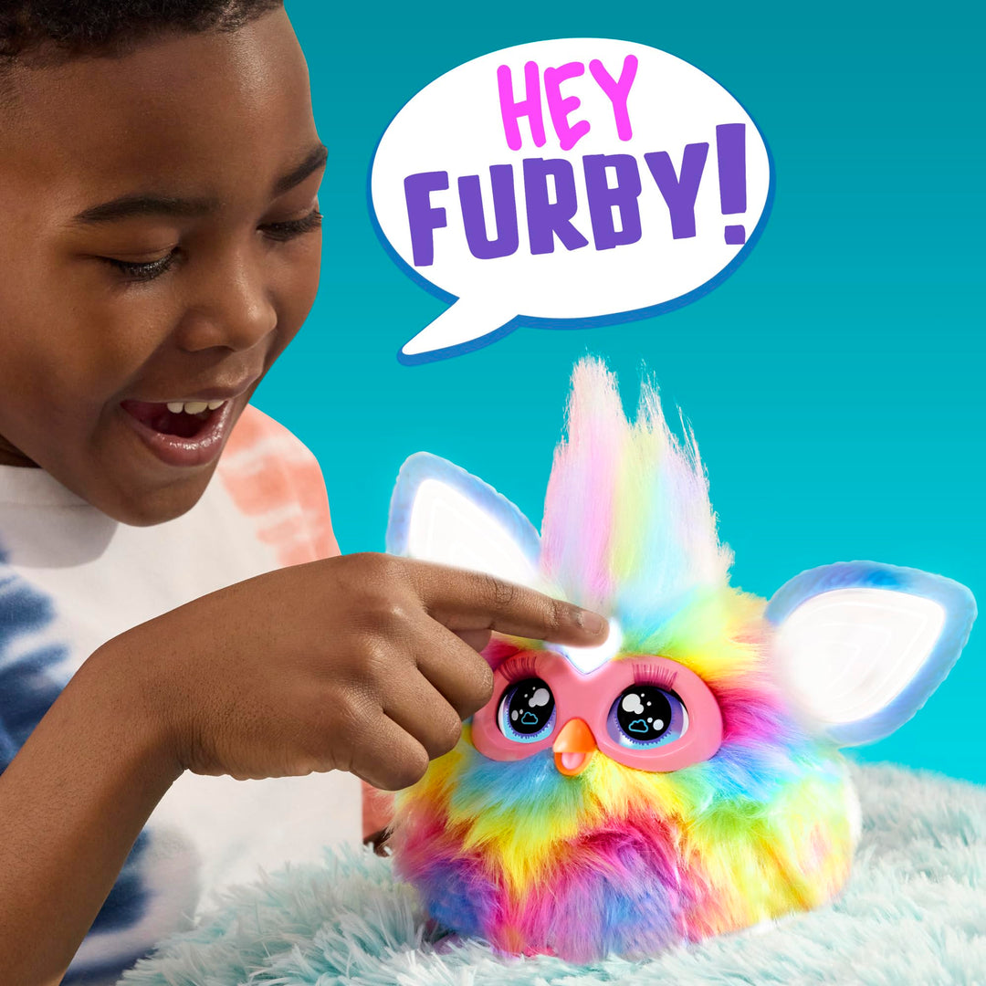Furby Tie Dye Interactive Plush Toy - English Version, 6+ Years