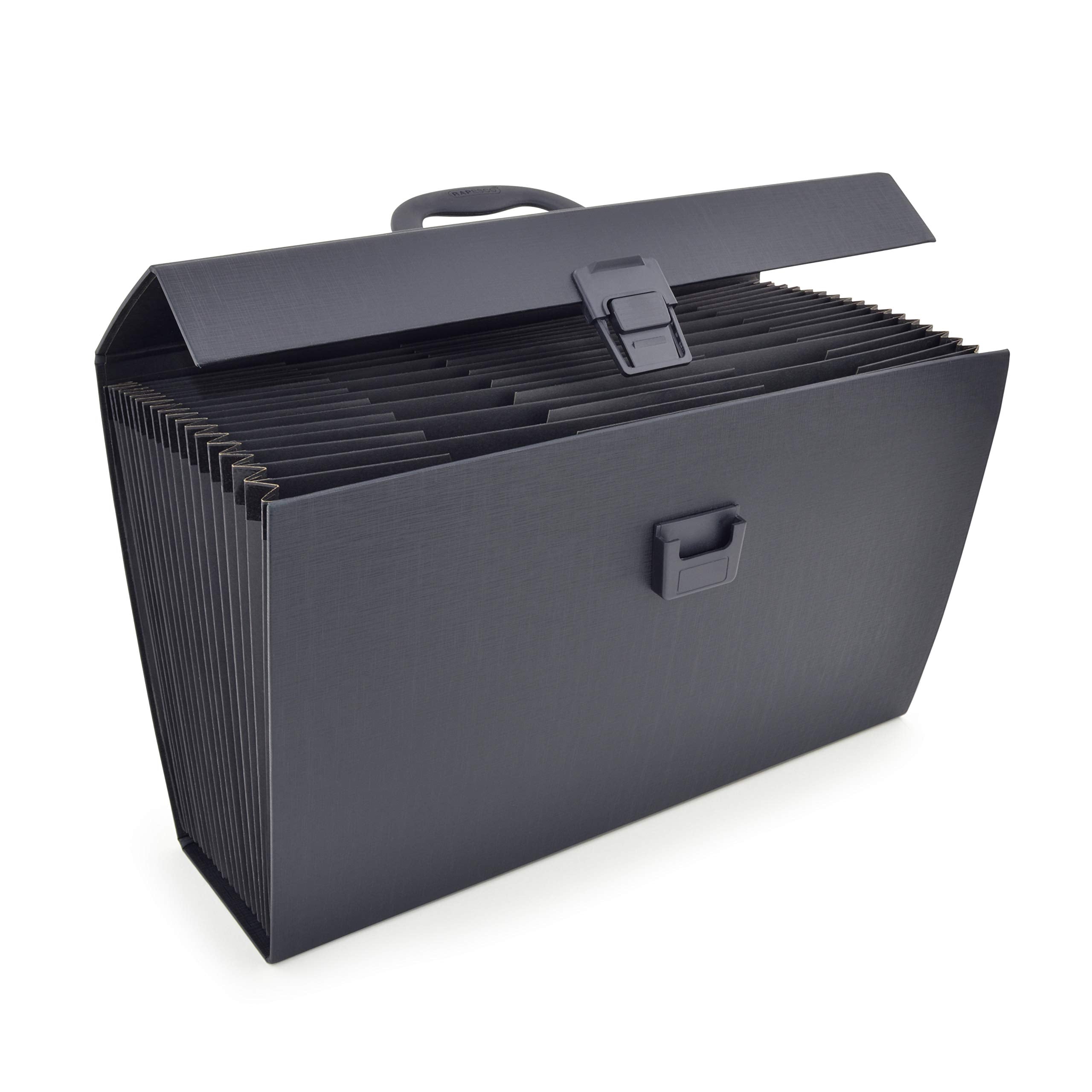 Rapesco 1555 19-Part Expanding Box File Document Organiser, A4+, Black