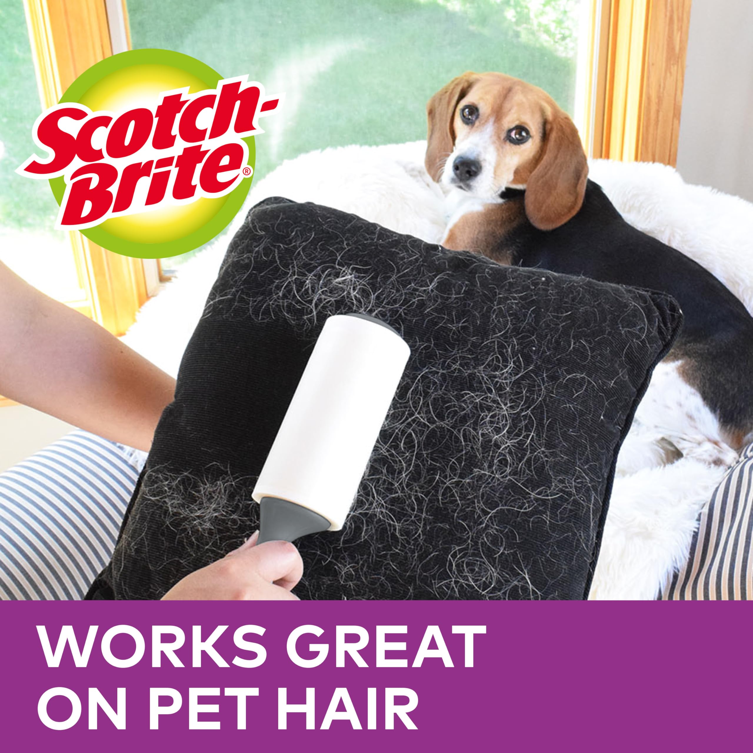 Scotch-Brite Pet Hair Removal Roller - 48 Sheets for Pet Hair | Ergonomic Handle 4