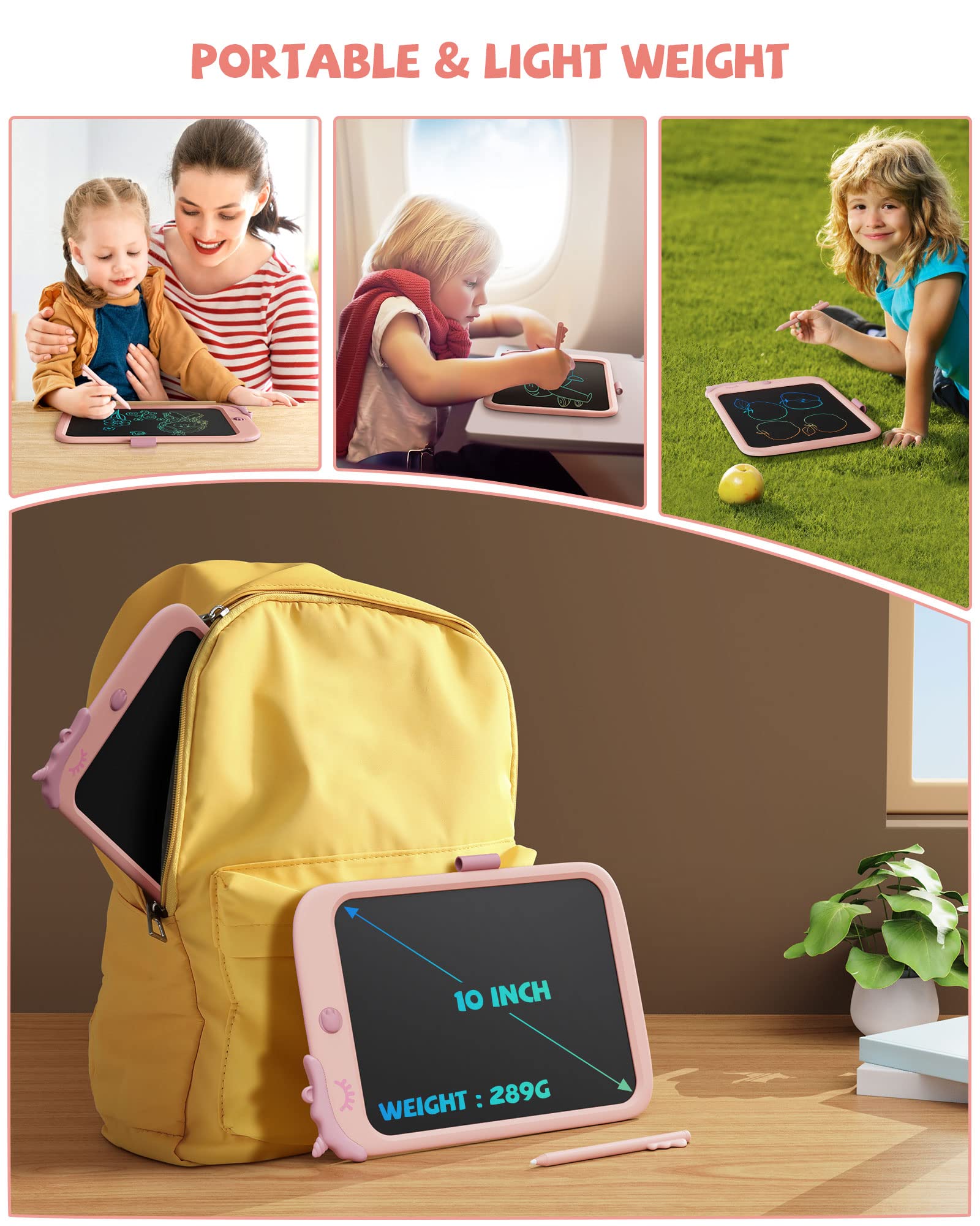 Kikapabi 10 Inch LCD Writing Tablet Drawing Pad with Lock Function - Pink 6