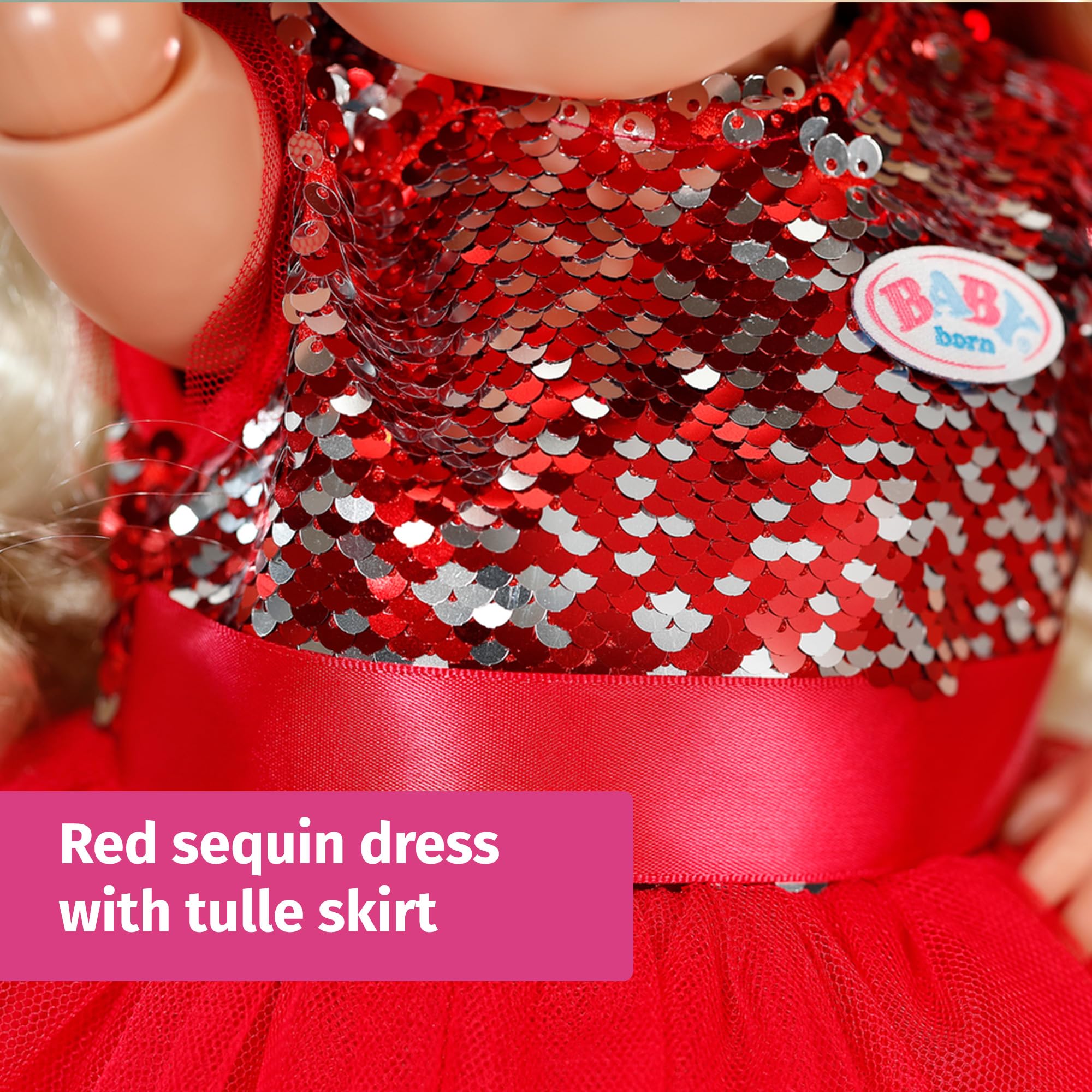BABY born Christmas Dress - Festive Outfit with Sequins, Leggings & Hat for 43cm Dolls 8
