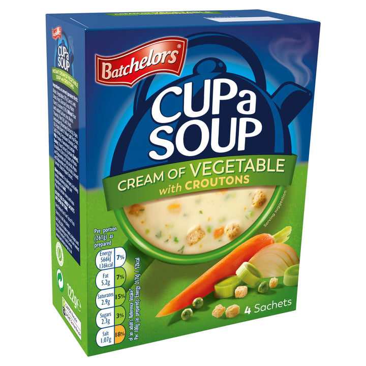Batchelors Cream of Vegetable with Croutons Instant Soup Sachets, 4 x 30.5g (122g Pack)