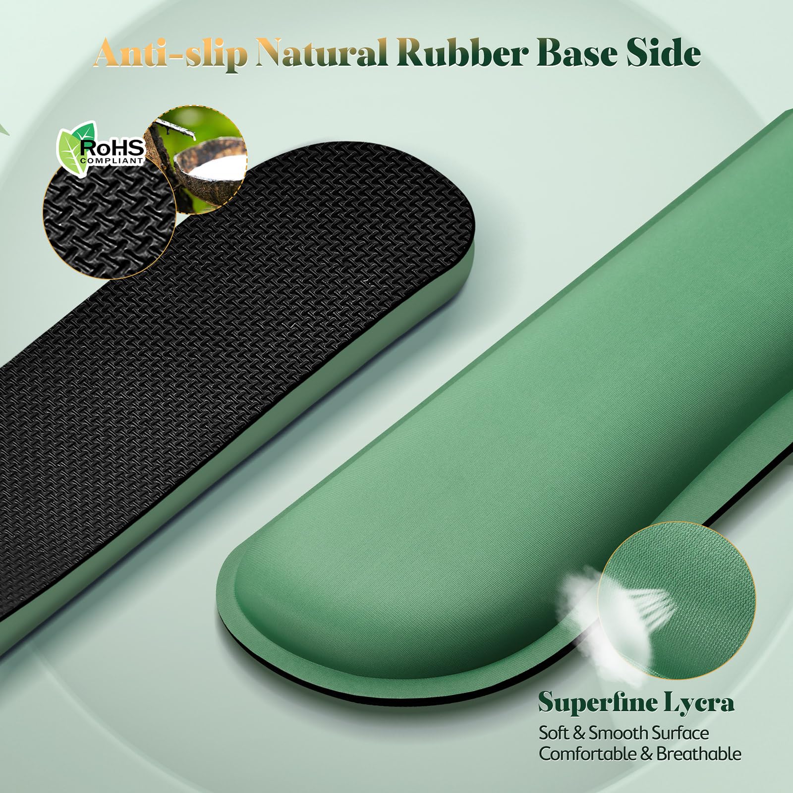 Gimars Extended Memory Foam Wrist Rest Set - 3CM Ultra Thick Support | Dark Green | 3 Items 3