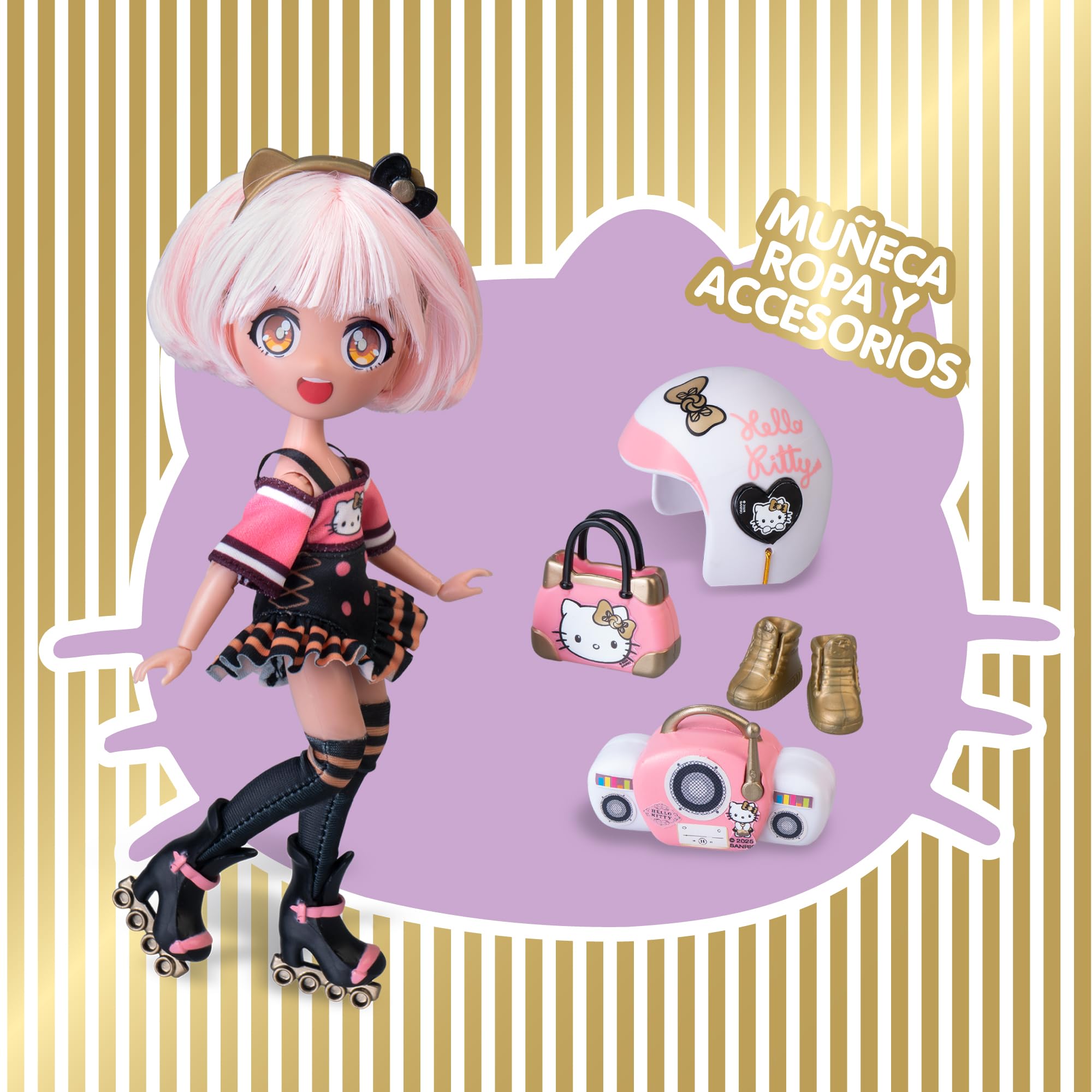 4SF Hello Kitty Golden Diva Roller Fashion Doll - 19.5 cm, Multicolor, 15+ Articulation Points 3