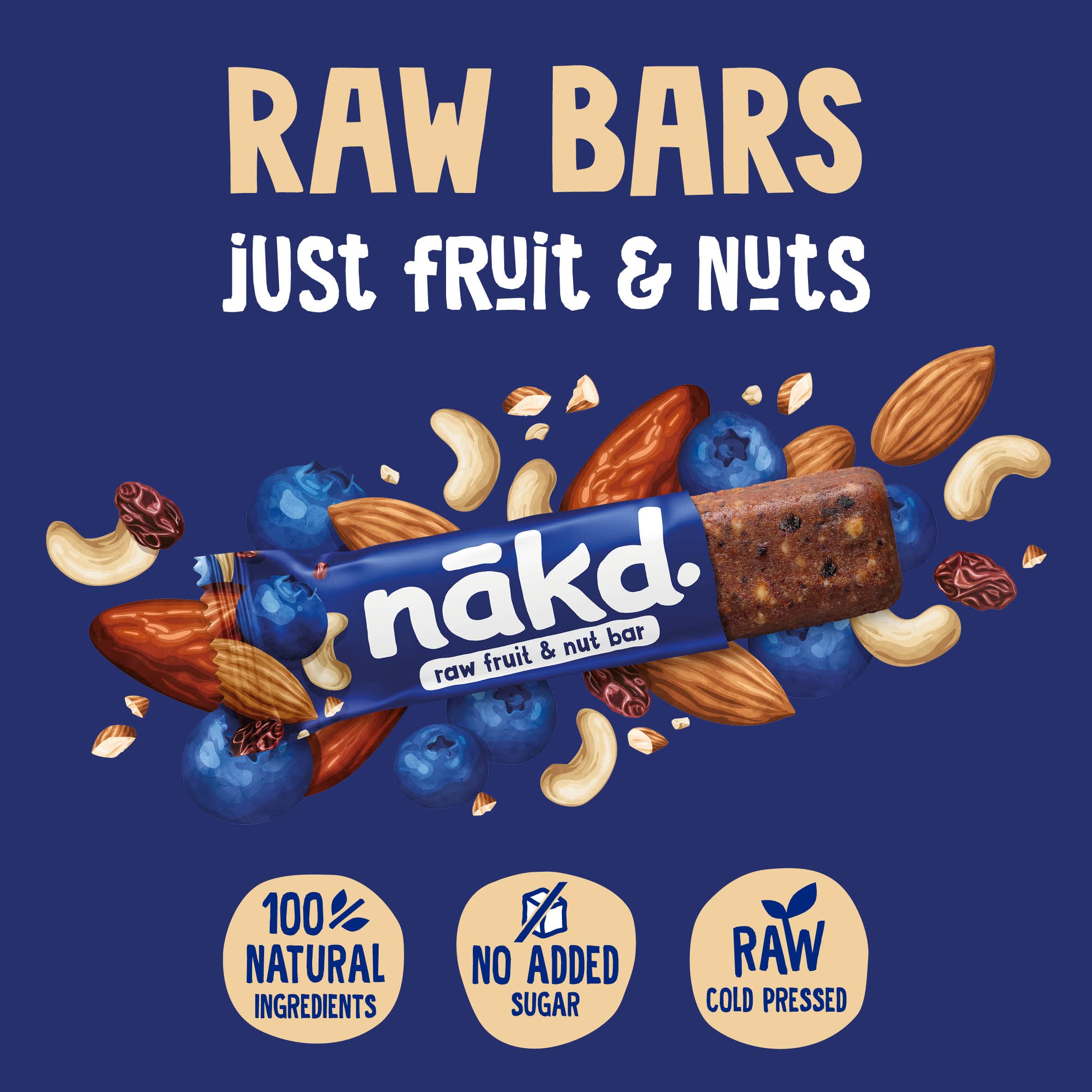 Nakd Blueberry Muffin Raw Fruit & Nut Bars - Vegan, Gluten Free, No Added Sugar - 35g x 18 3