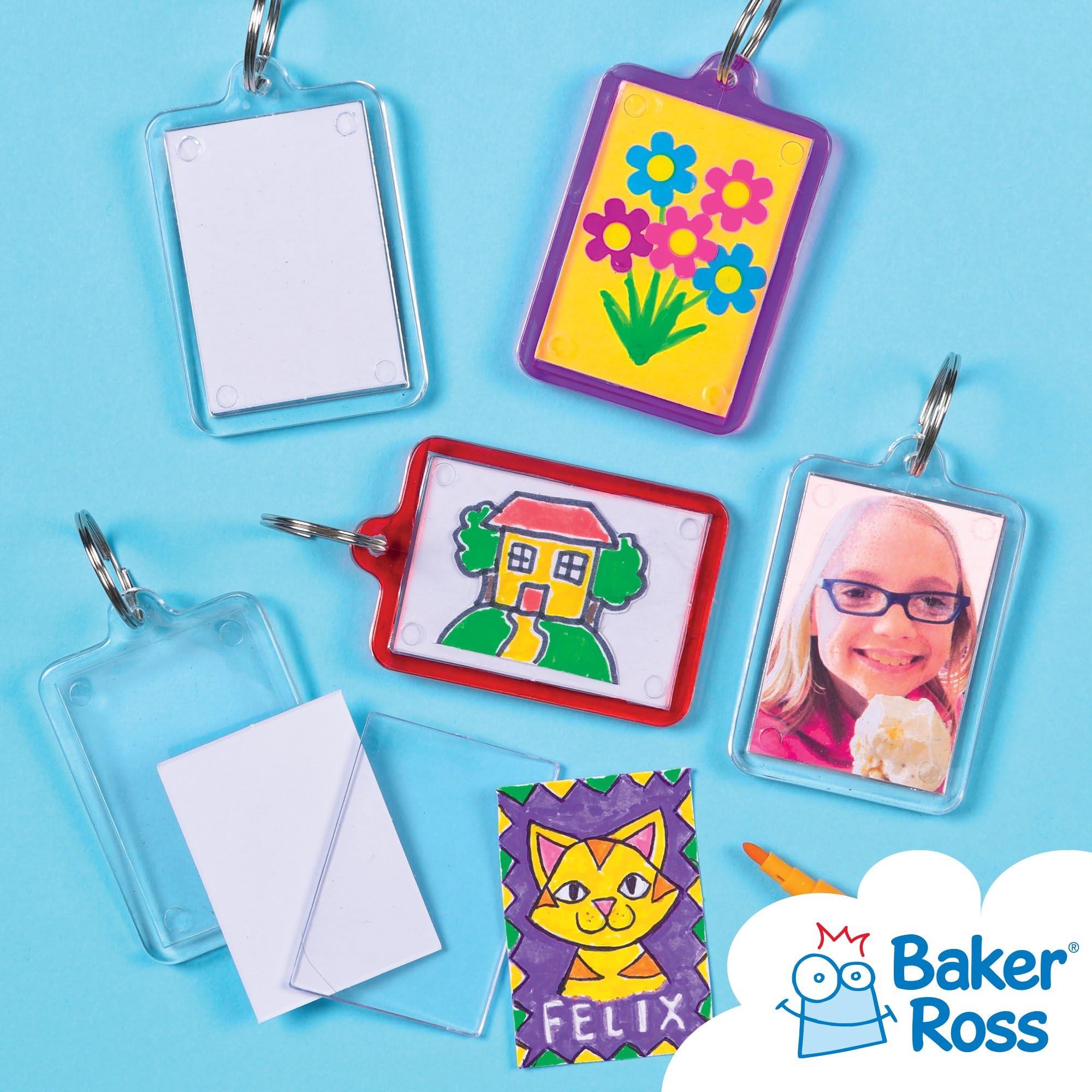 Baker Ross Make Your Own Keyring Kit - Pack of 8 | Craft Kit for Kids | White Plastic 3