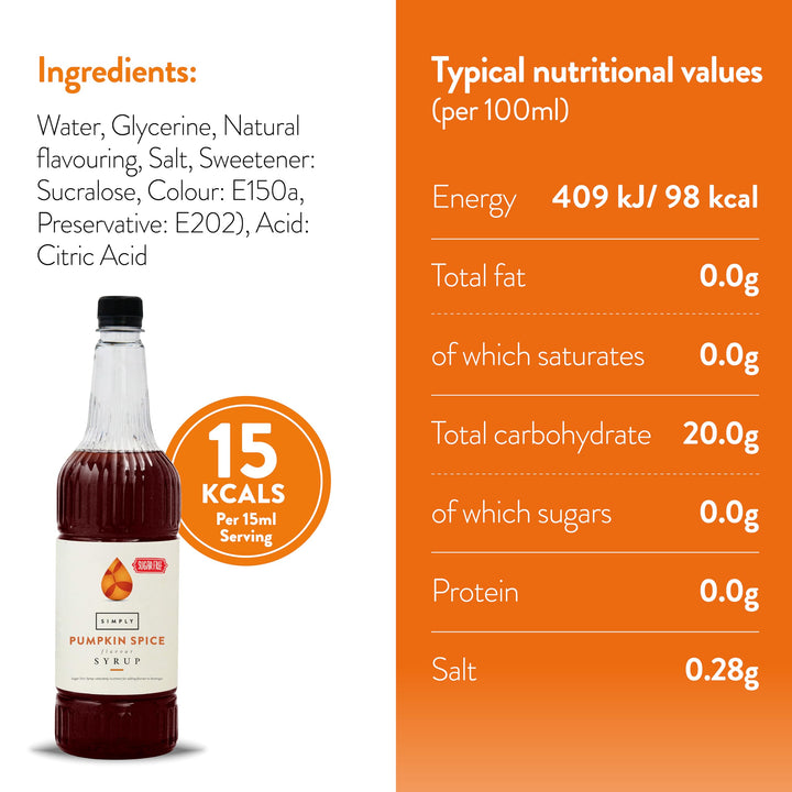 Simply - Sugar Free Pumpkin Spice Syrup 1 Litre