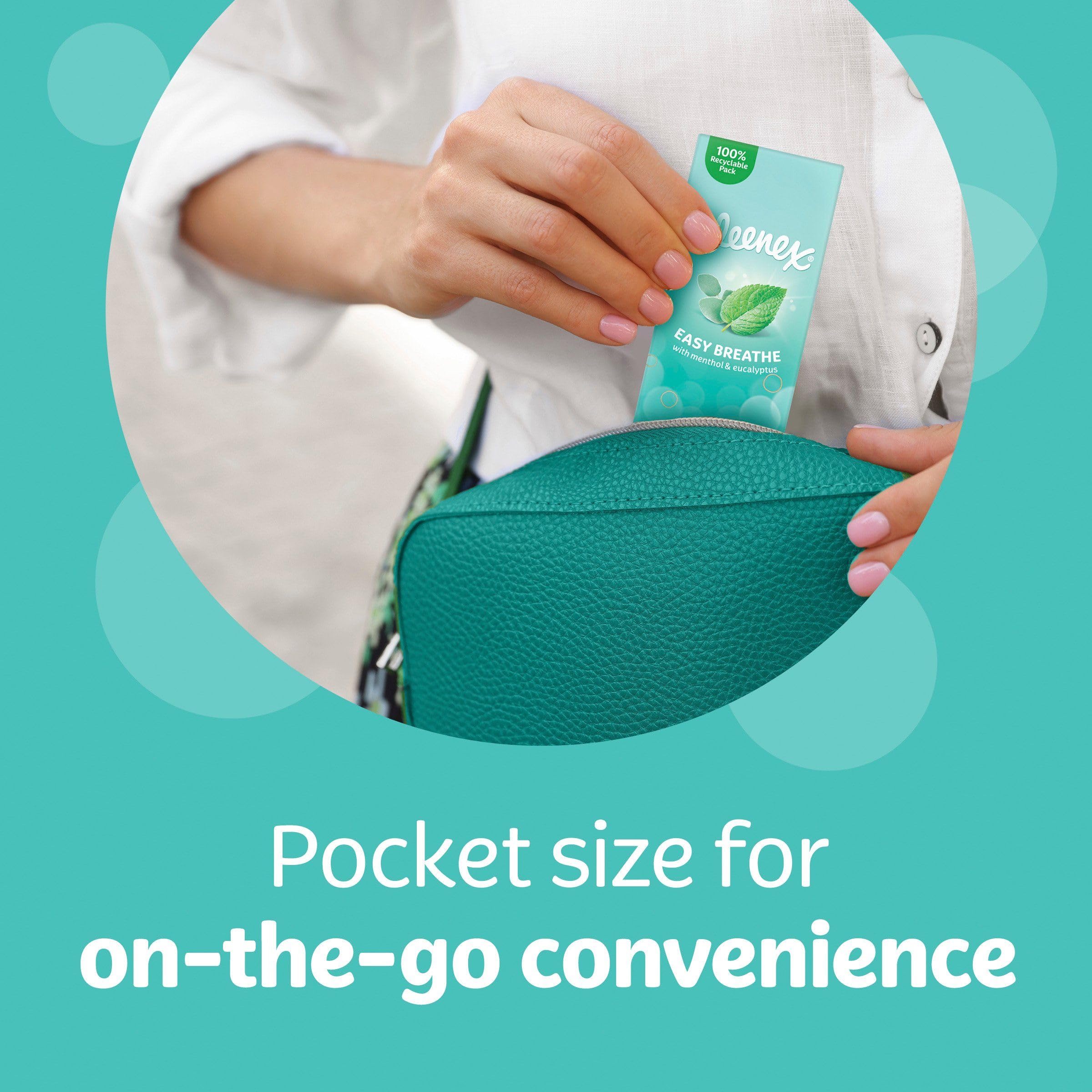 Kleenex Easy Breathe Pocket Tissues - Natural Menthol & Eucalyptus Infused | 4-Ply | 6 Packs 2