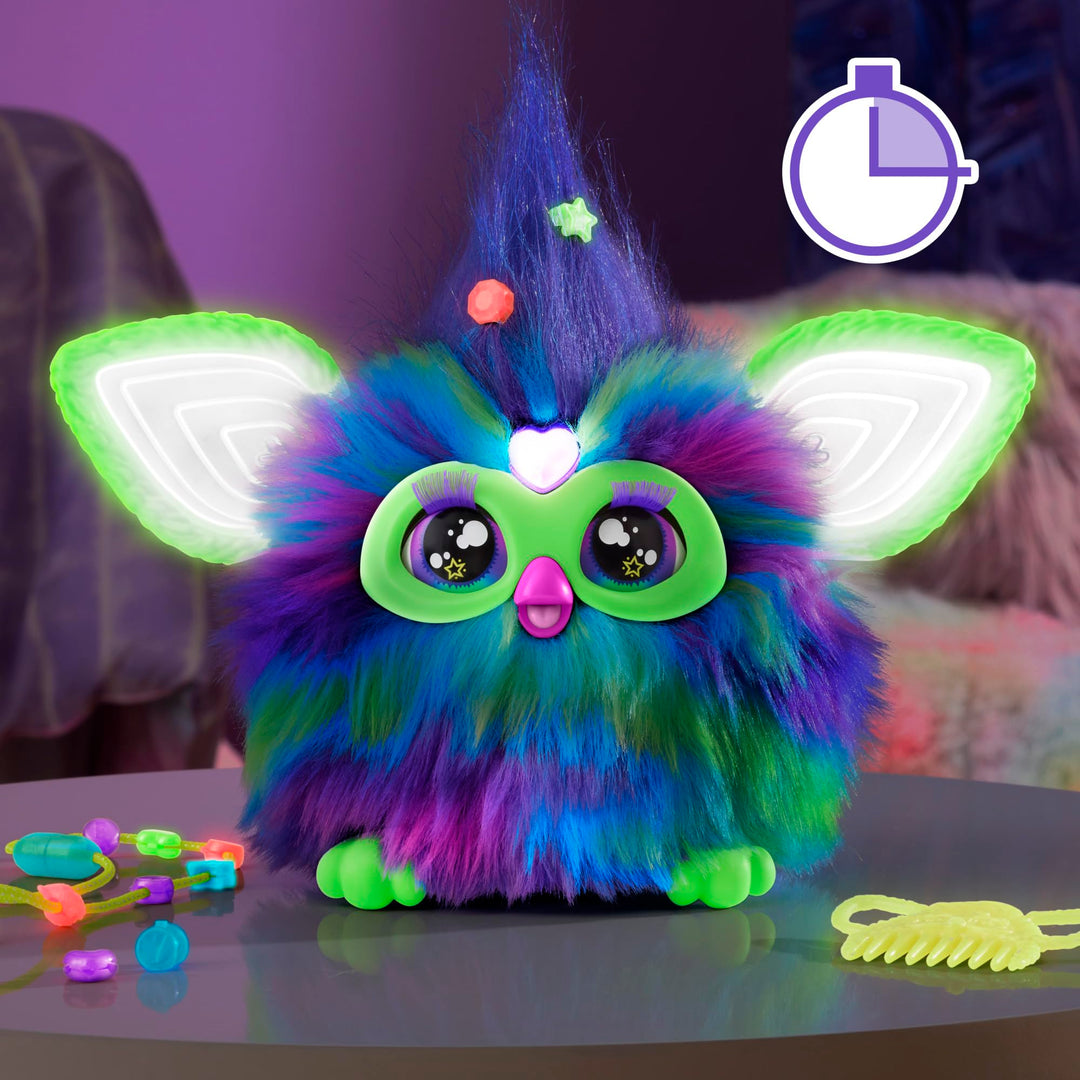 Furby Galaxy Glow in the Dark Interactive Plush Toy - English Version, 6+ Years