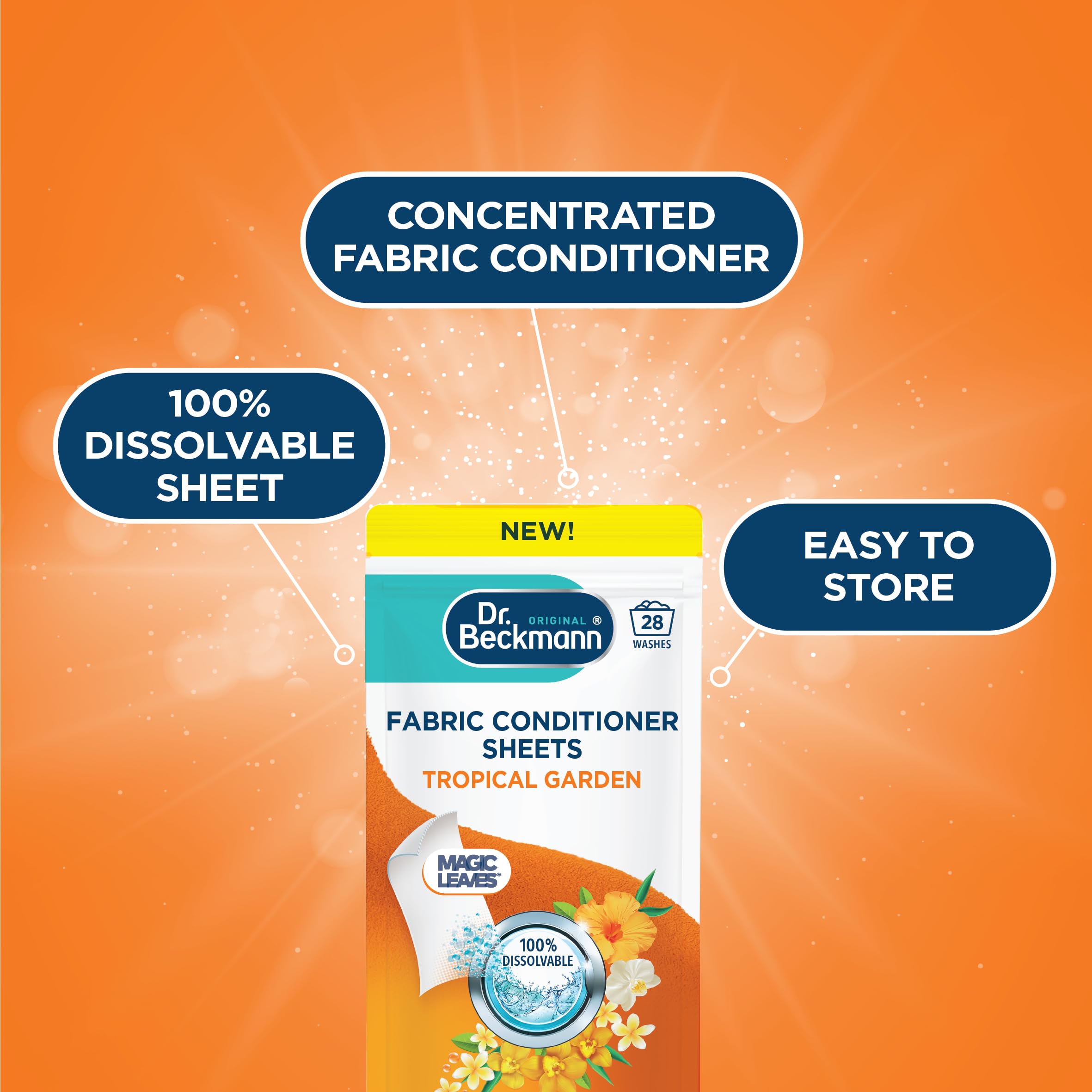 Dr. Beckmann Fabric Conditioner Sheets Tropical Garden Scent | 14 Count | Ultra-Light & Compact 2