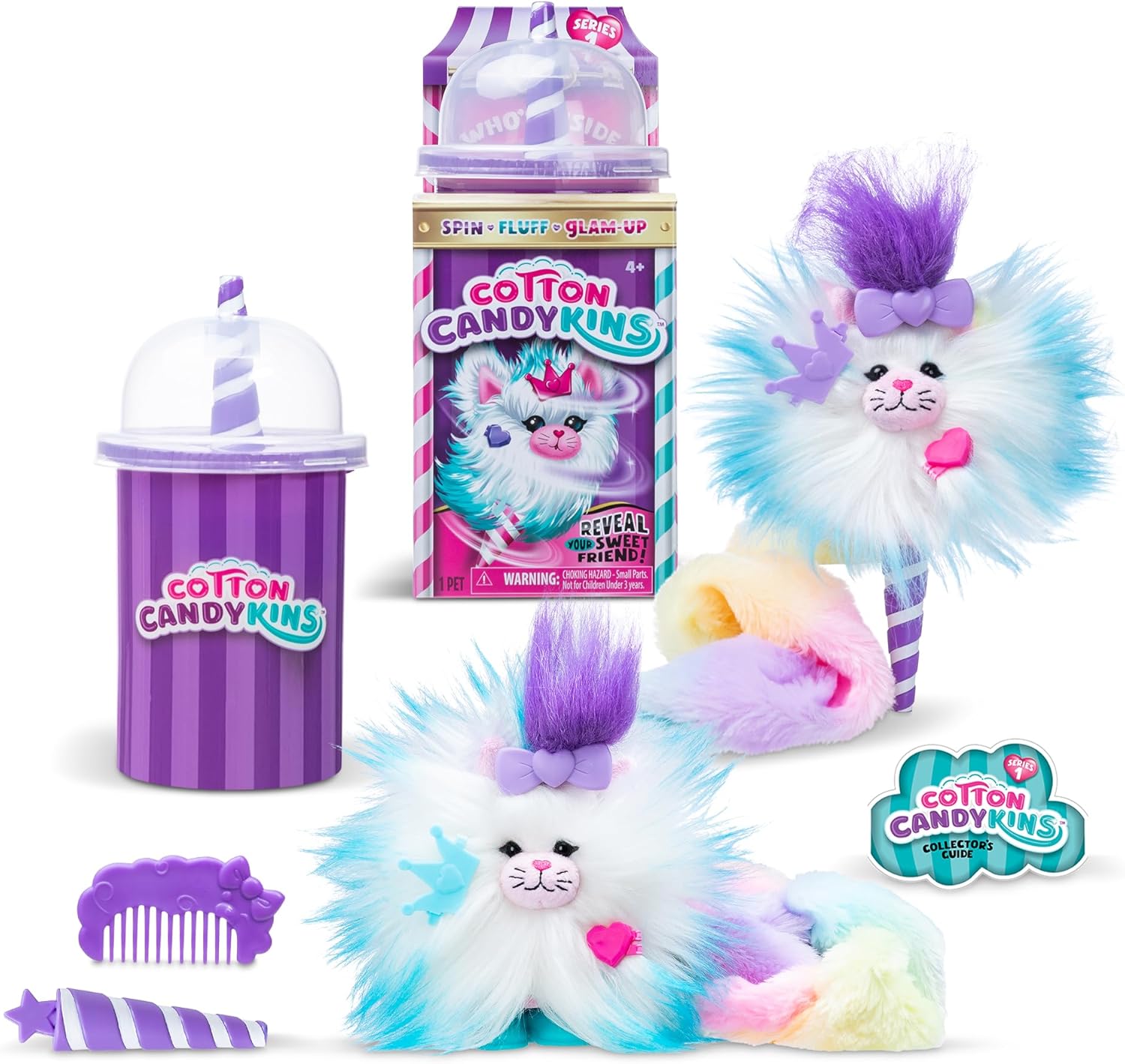 Cotton Candykins - Spin-to-Reveal Fluffy Plush Collectible with Styling Accessories 1