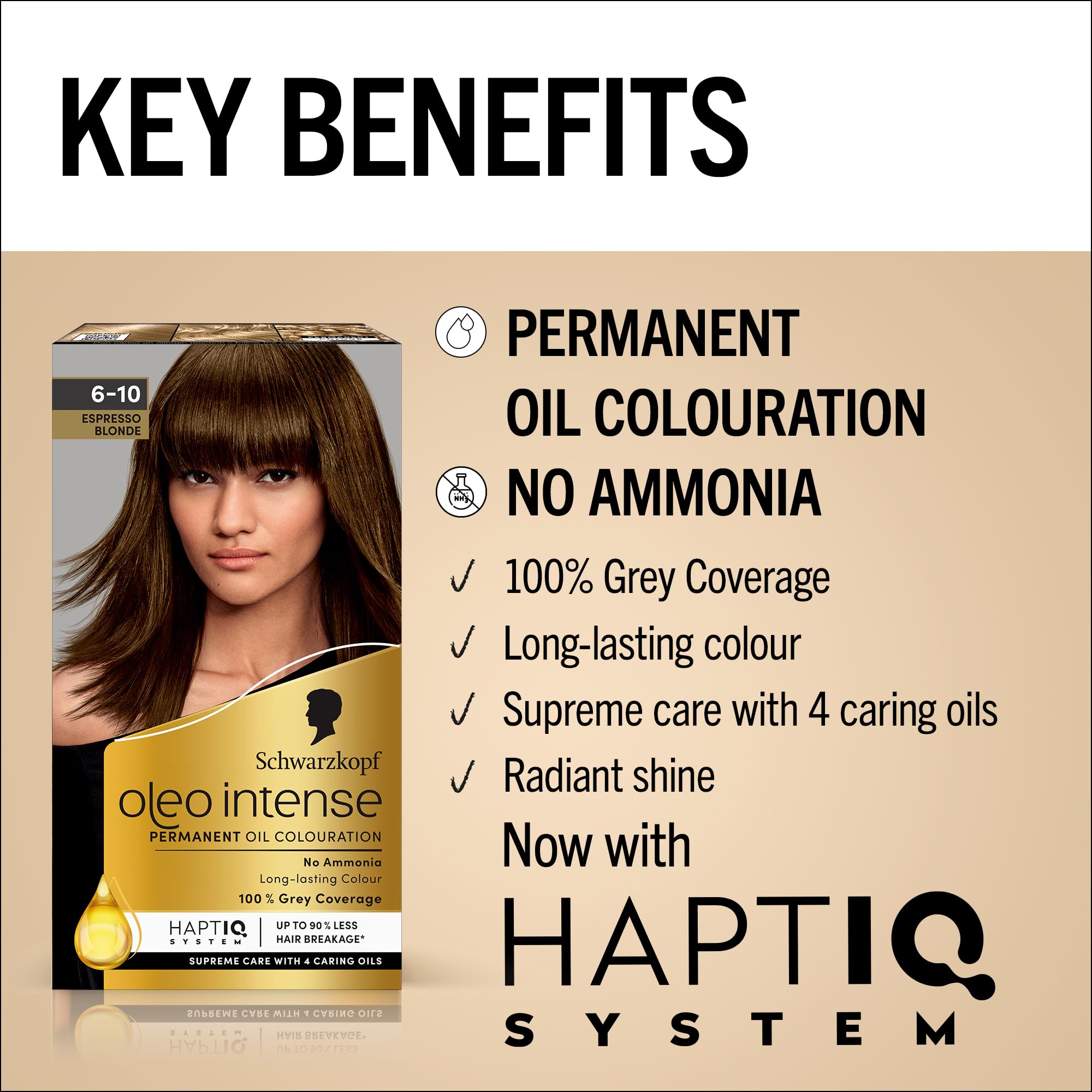 Schwarzkopf Oleo Intense Permanent Oil Colour Hair Dye - Espresso Blonde (100% Grey Coverage) 7