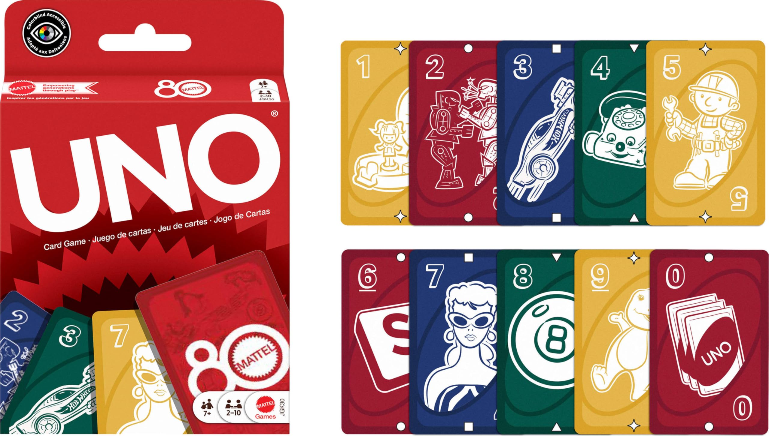 Mattel Games UNO 80th Anniversary Ruby Red Card Game 11
