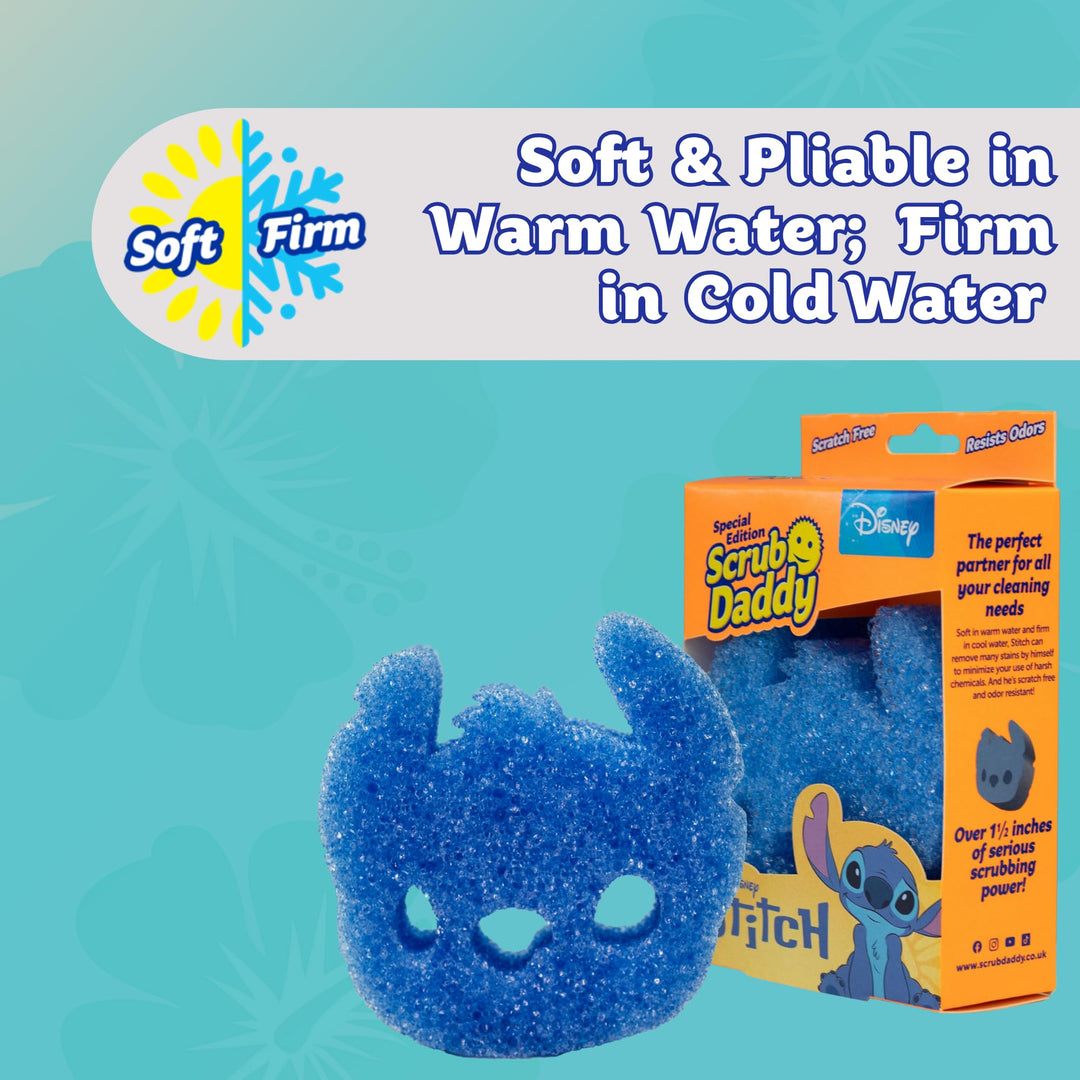 Scrub Daddy Disney Stitch FlexTexture Dish Sponge Twin Pack - Smiley Face Scourers for Kitchen & Bathroom