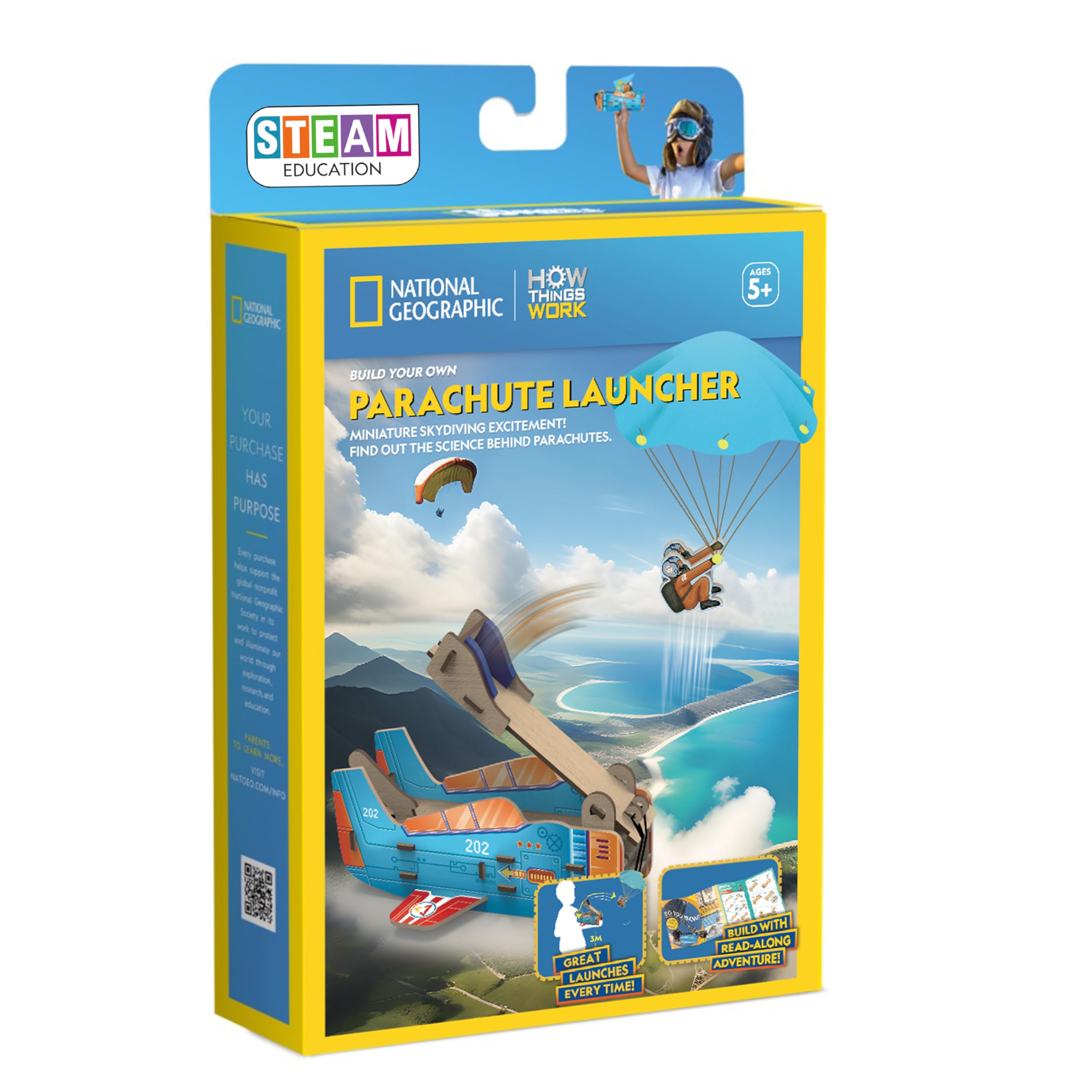 University Games National Geographic Parachute Launcher STEM Kit | Ages 5+ | Cardboard Construction 1
