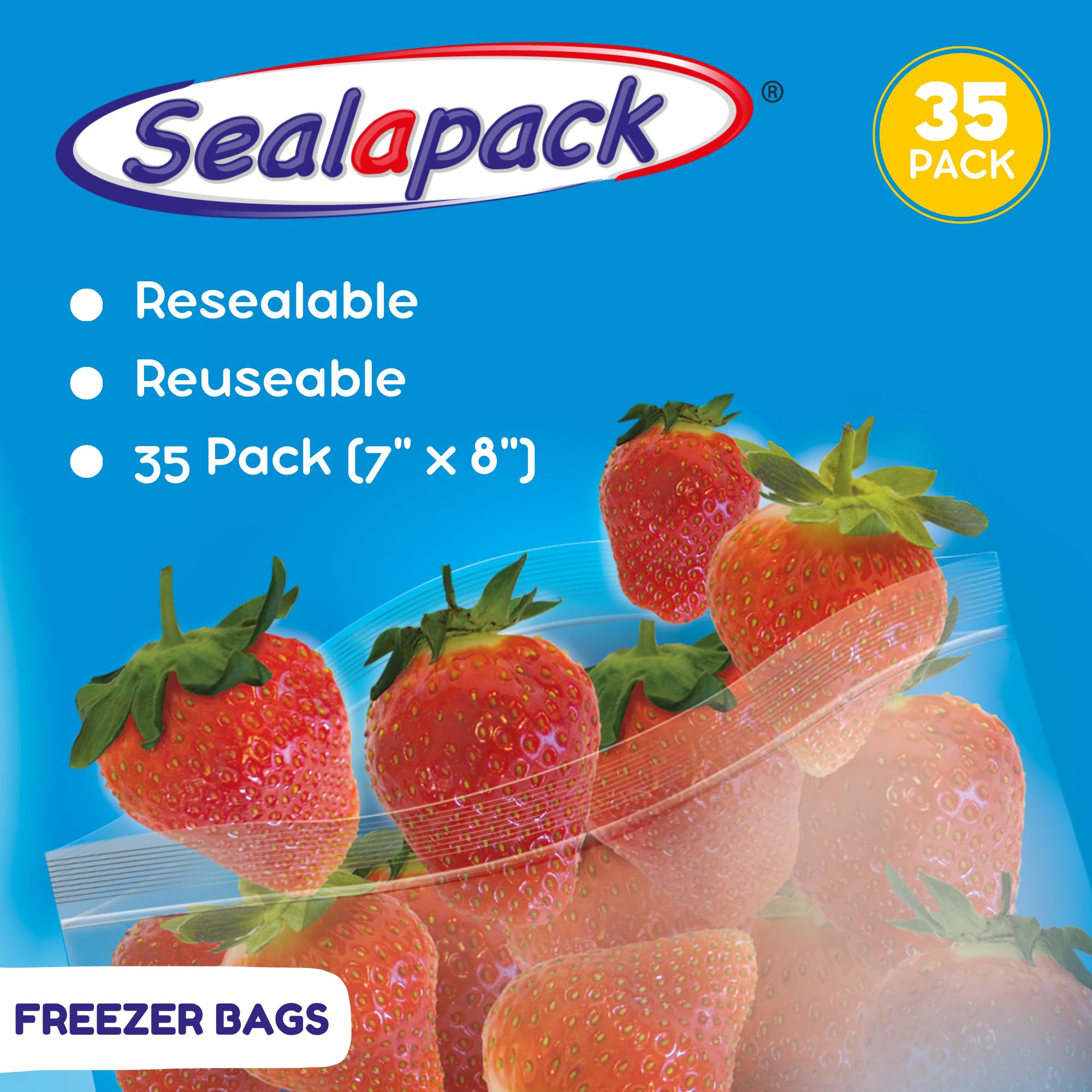 Sealapack Food and Freezer Bags - Resealable & Reusable | 35 Count, Large Size 2