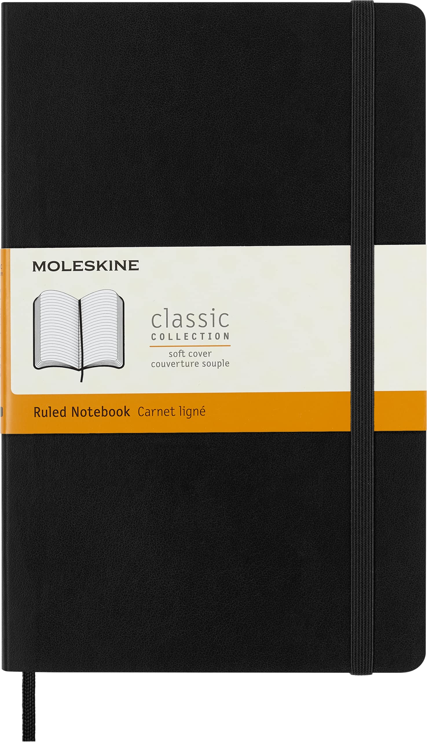 Moleskine Classic Ruled Paper Notebook - Soft Cover, Black, Large A5 (13x21cm), 192 Pages