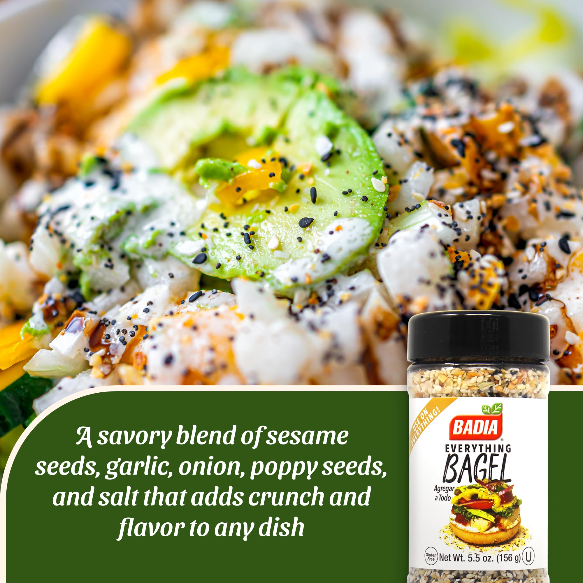 Badia Everything Bagel Seasoning - Savory Blend for Bagels, Toast, and Vegetables | 5.5 oz (156g) 3