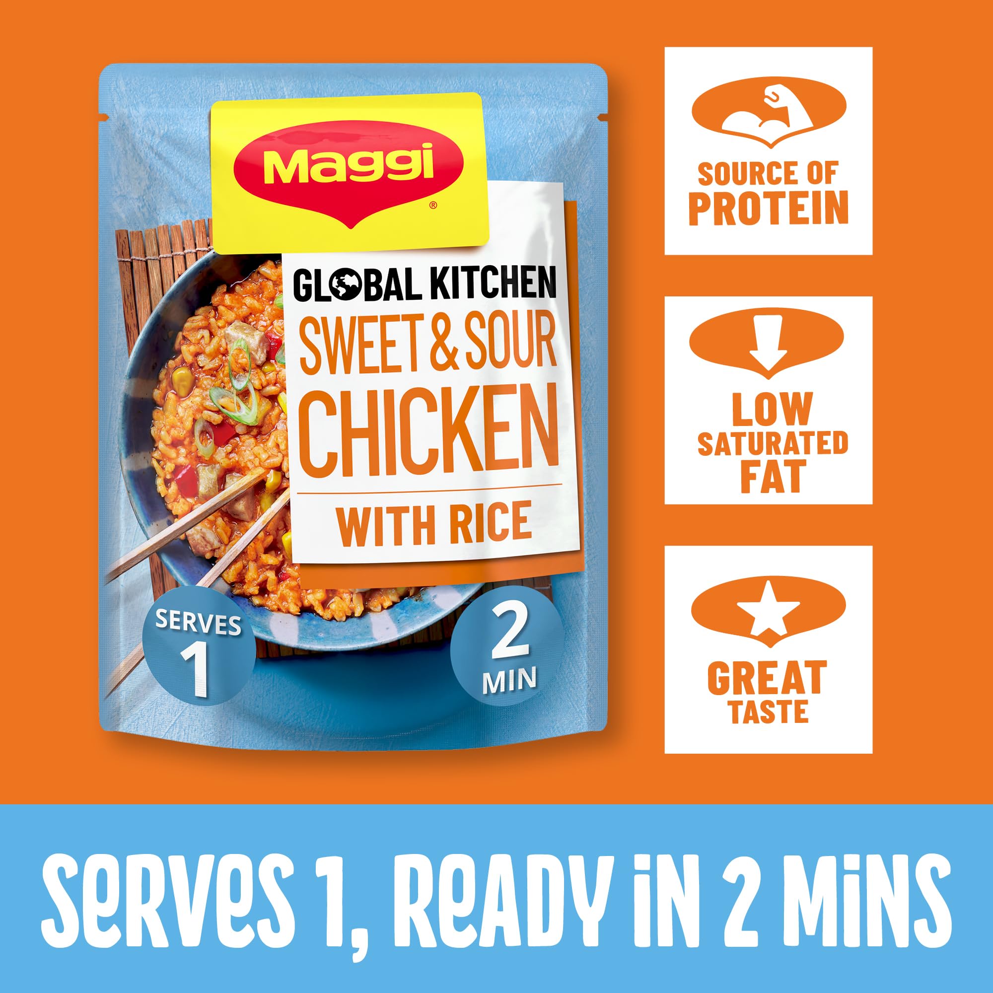 MAGGI Global Kitchen Sweet & Sour Chicken with Rice - Ready Meal, 260g 3