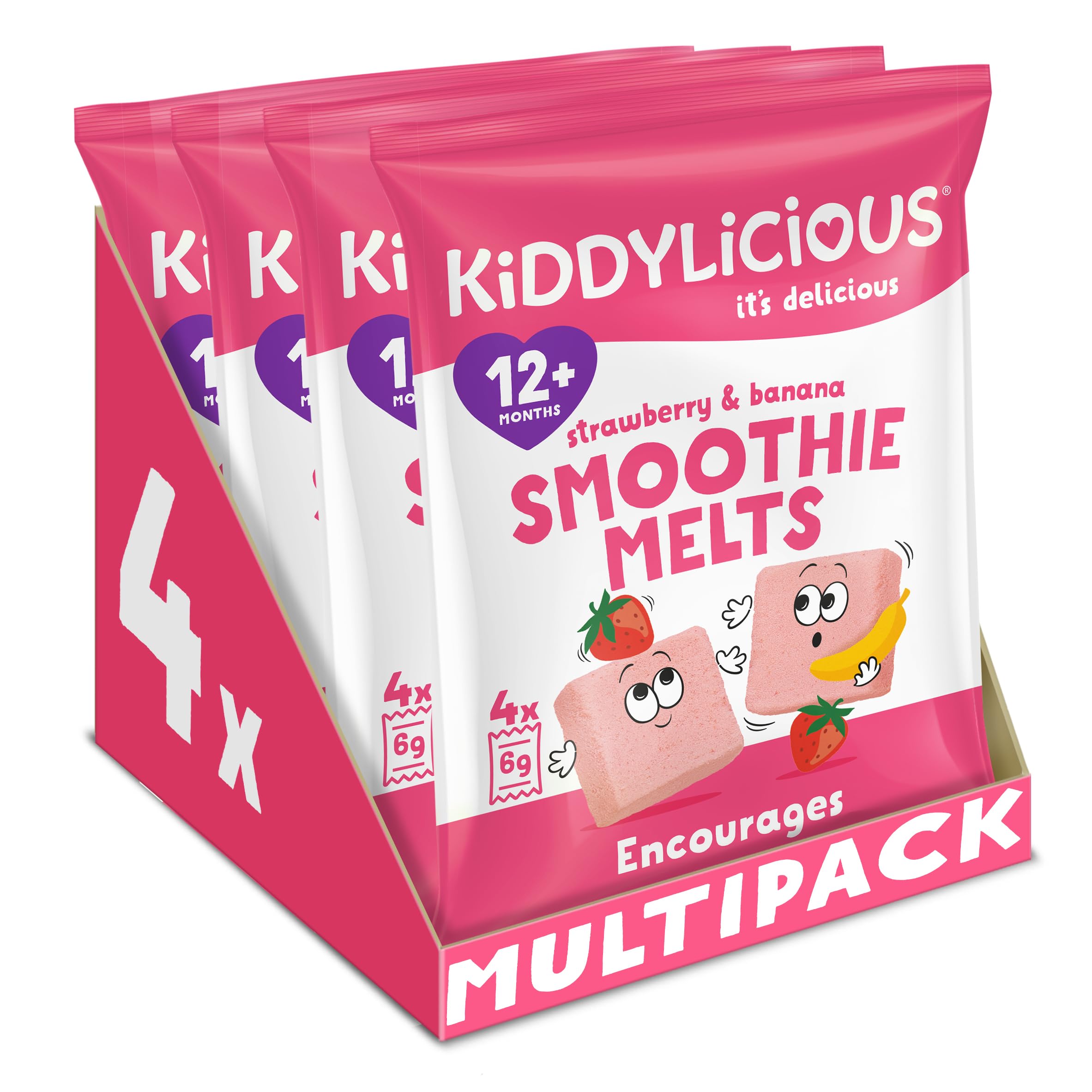 Kiddylicious Strawberry & Banana Smoothie Melts - Nutritious Finger Food Snacks for Toddlers 1