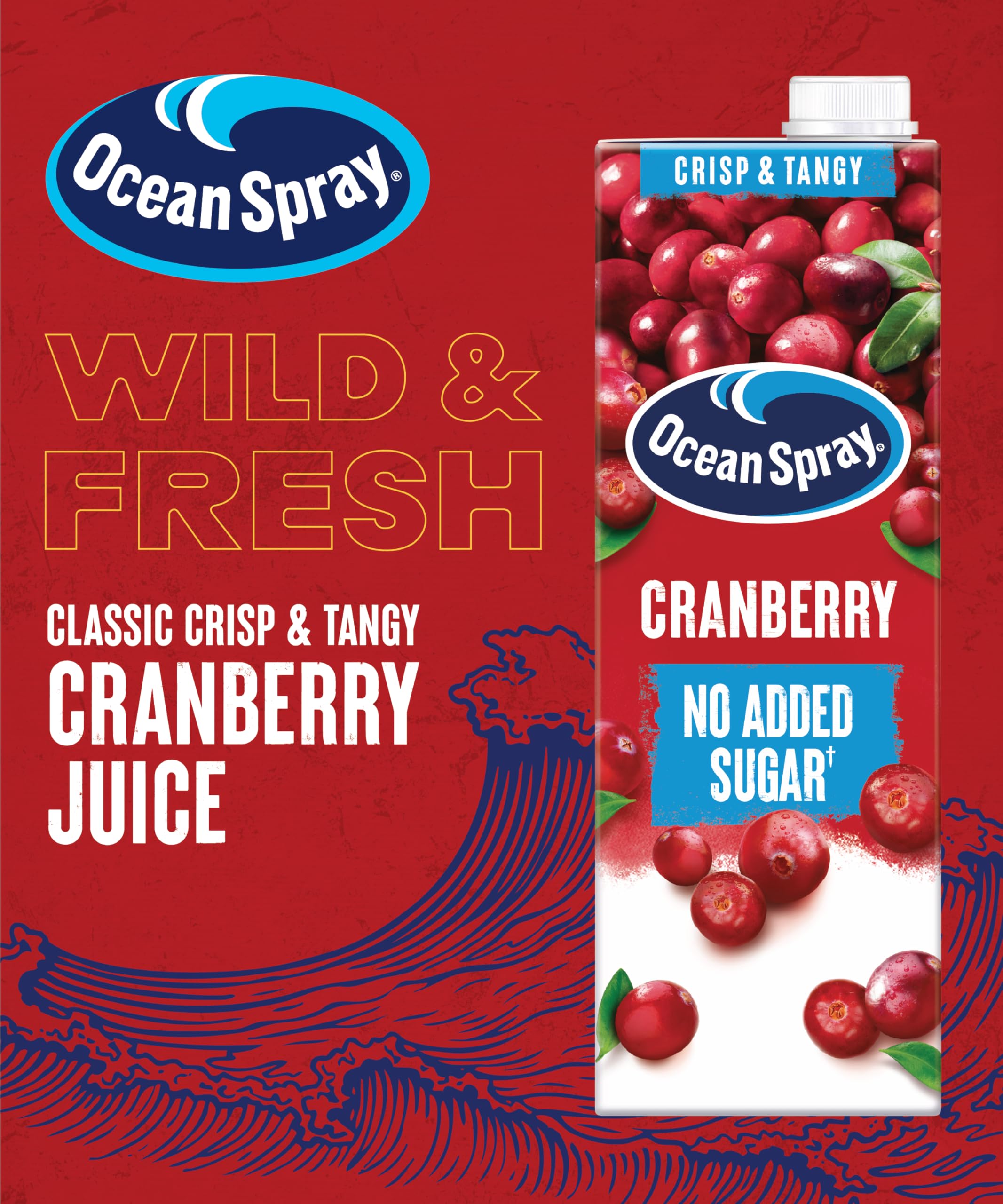 Ocean Spray Classic Cranberry Juice Drink - No Added Sugar | 1L Carton | Rich in Vitamin C 2
