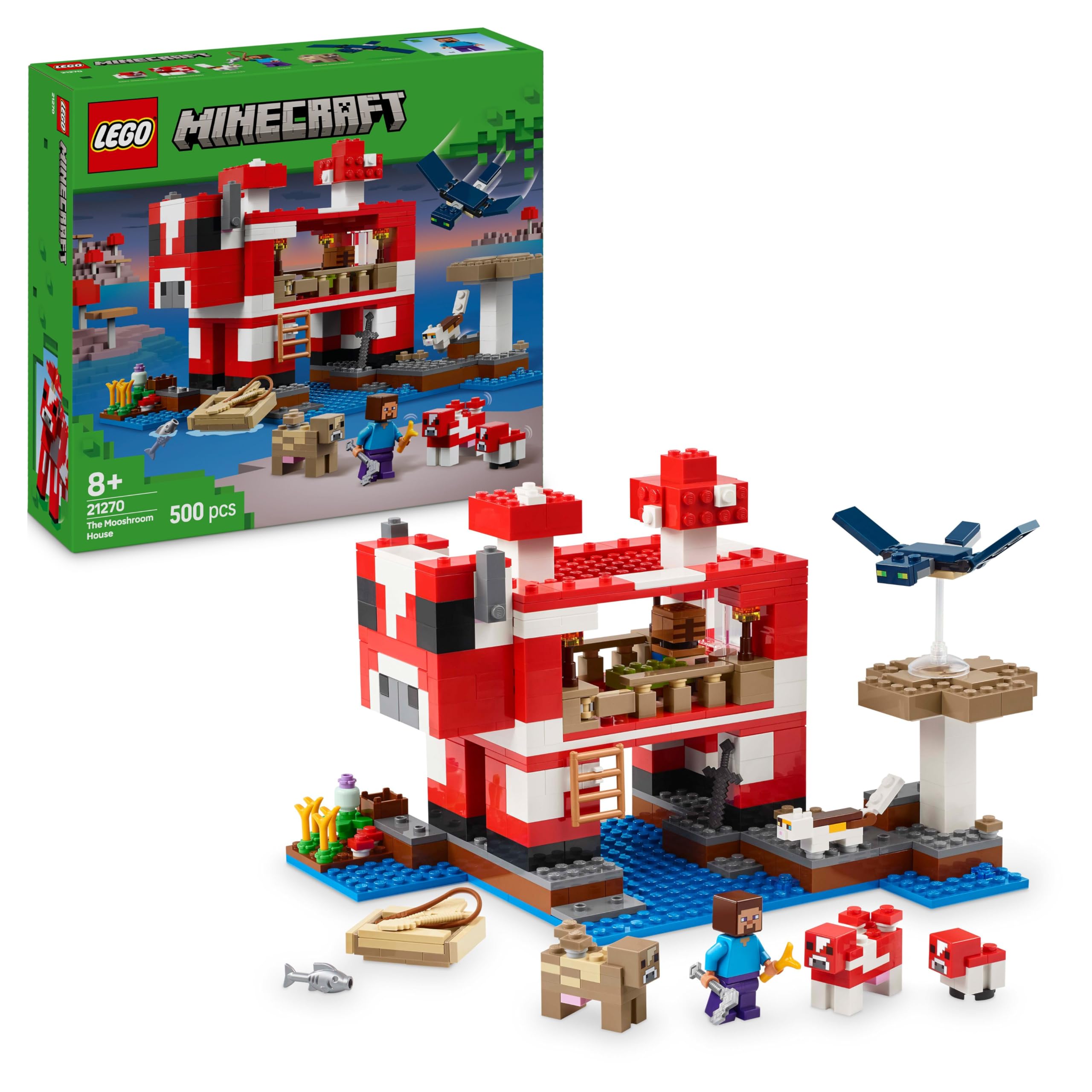 LEGO Minecraft The Mooshroom House Building Set 21270 | Includes Steve Figure & Mobs | Ages 8+ 1