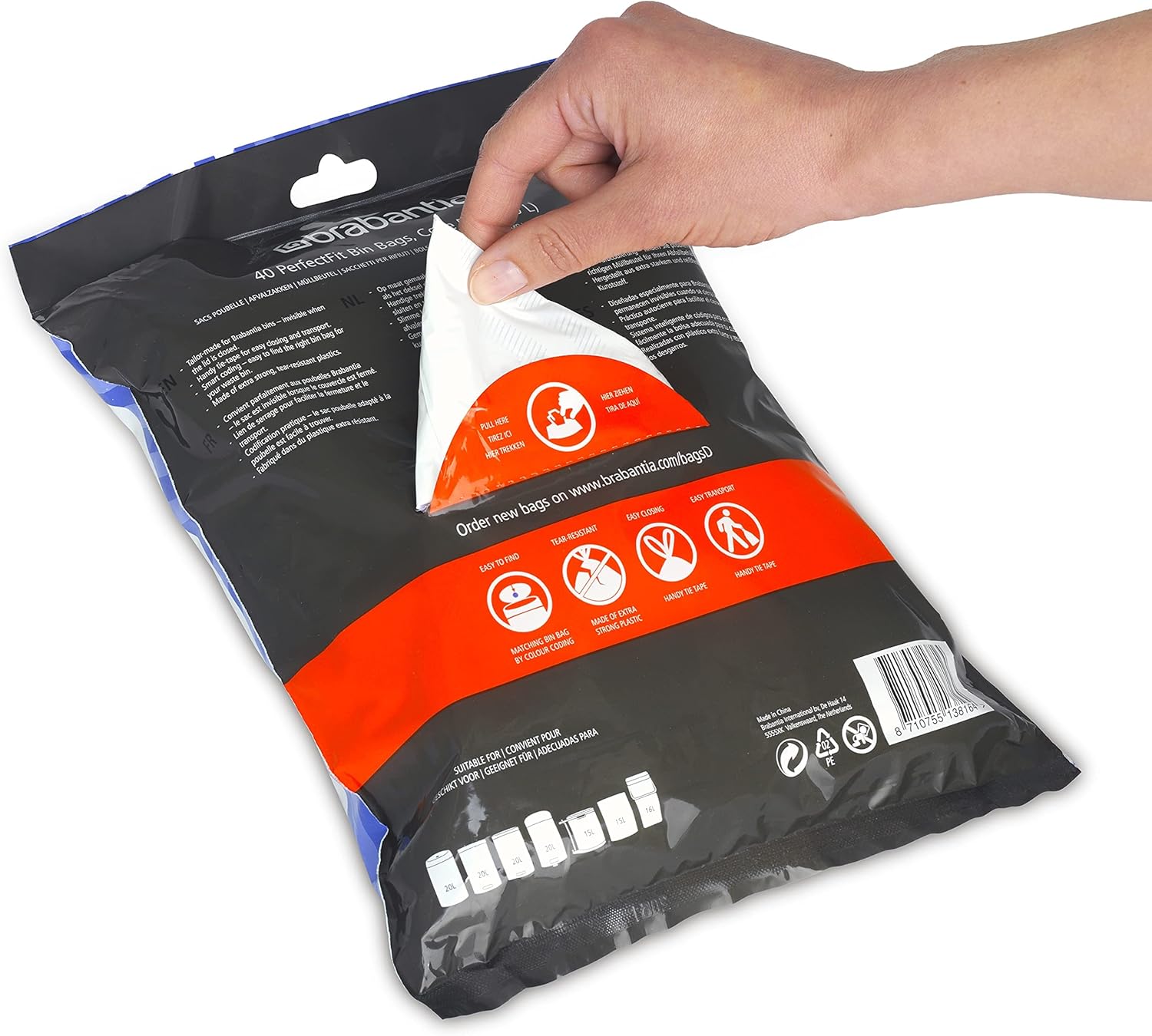Brabantia PerfectFit 20L Müllbeutel aus dickem Kunststoff mit Zugband – extra starke Müllbeutel 6