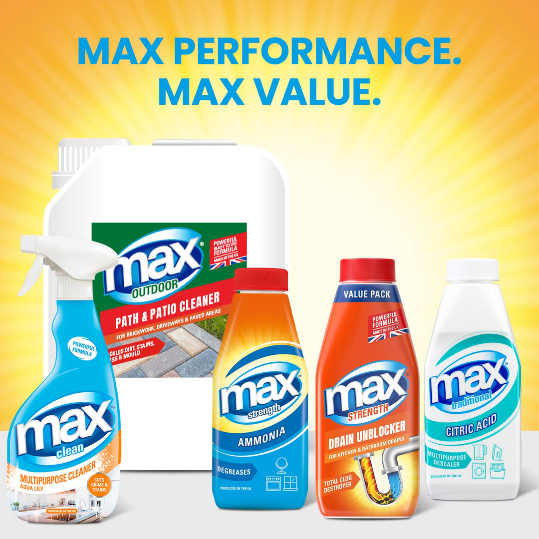 Max - Strength Drain Unblocker 1L Heavy Duty Liquid for Sink, Toilet & Shower