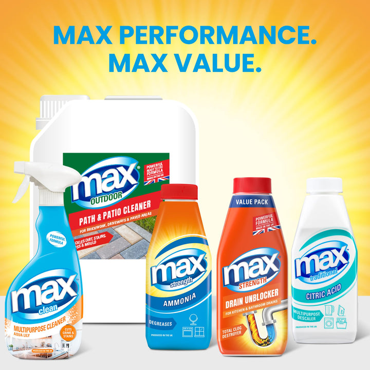 Max - Strength Drain Unblocker 1L Heavy Duty Liquid for Sink, Toilet & Shower