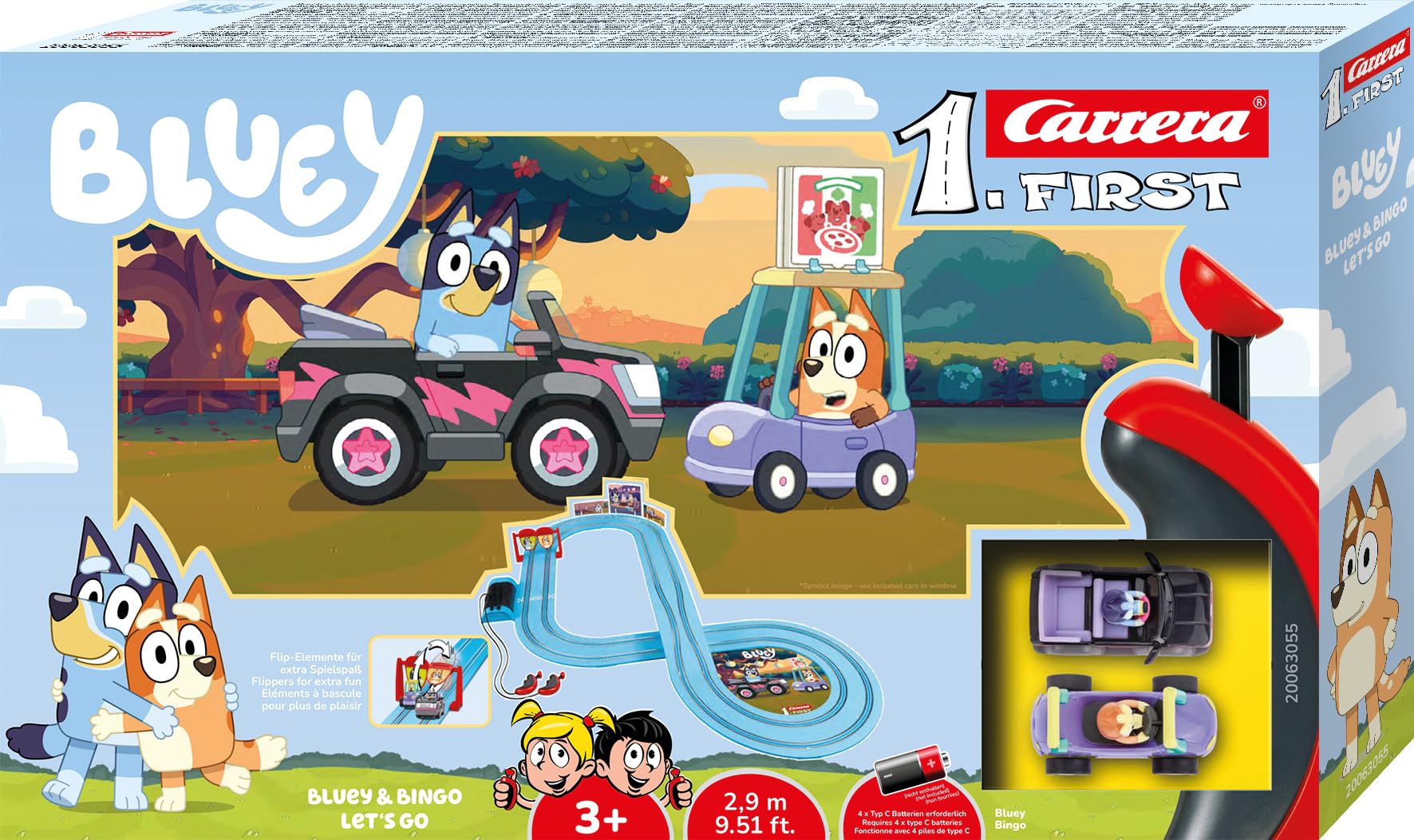 Carrera FIRST Bluey Let's Go Slot Racing Track - Battery Operated Playset for Toddlers 3+